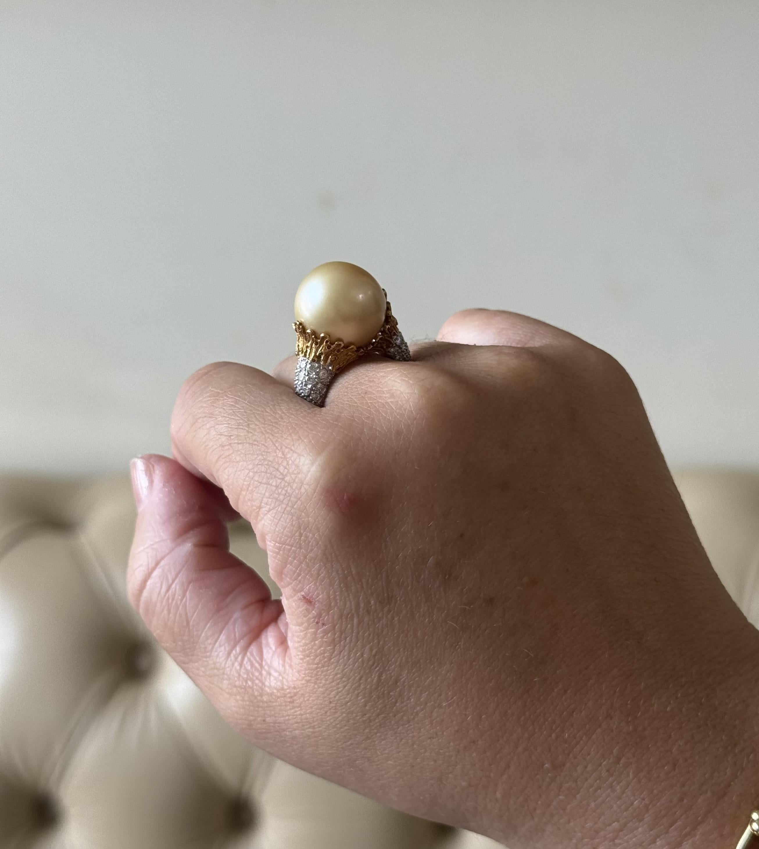 Buccellati South Sea Pearl Diamond Gold Ring