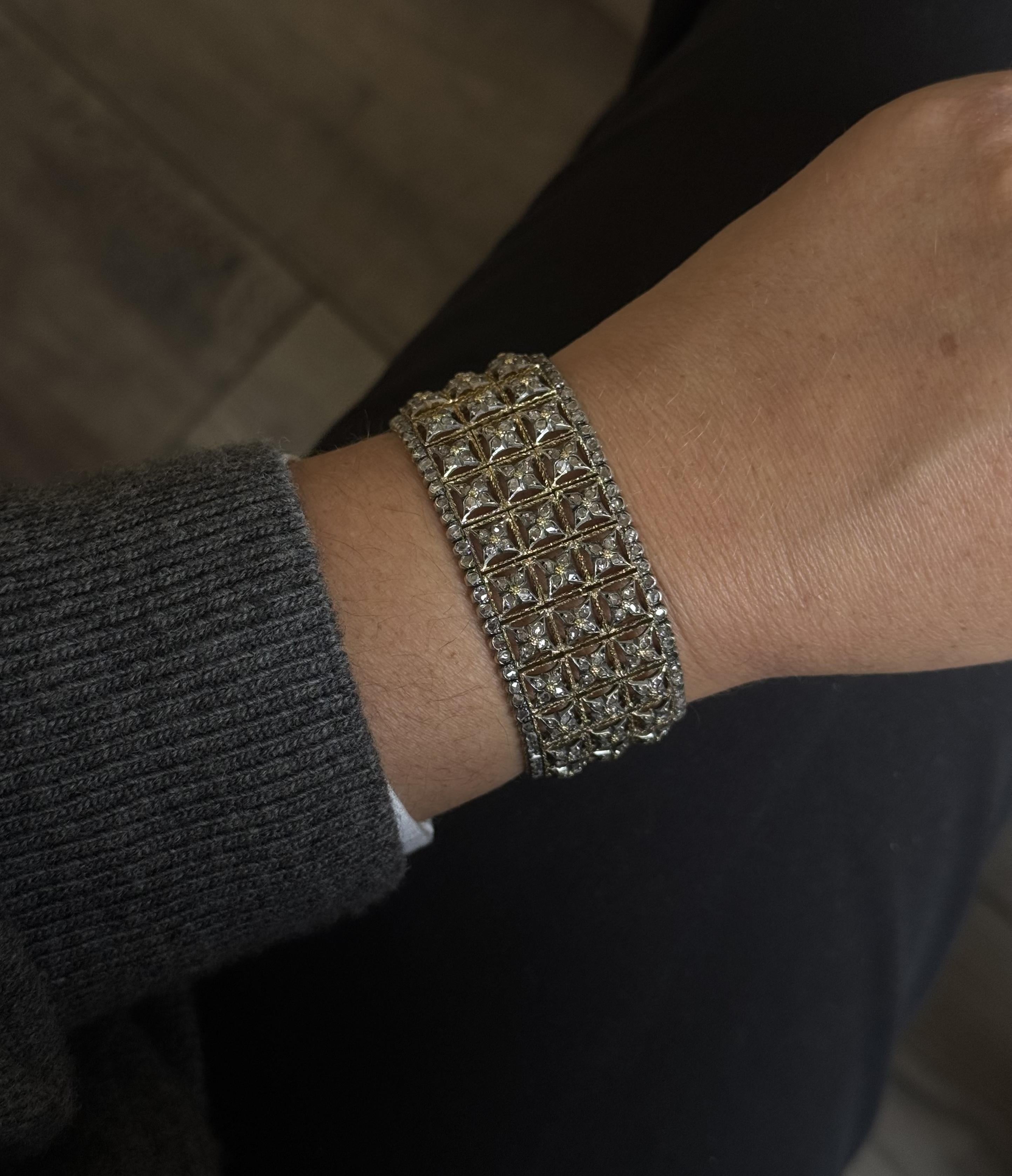 Mario Buccellati Rose Cut Diamond Gold Bracelet