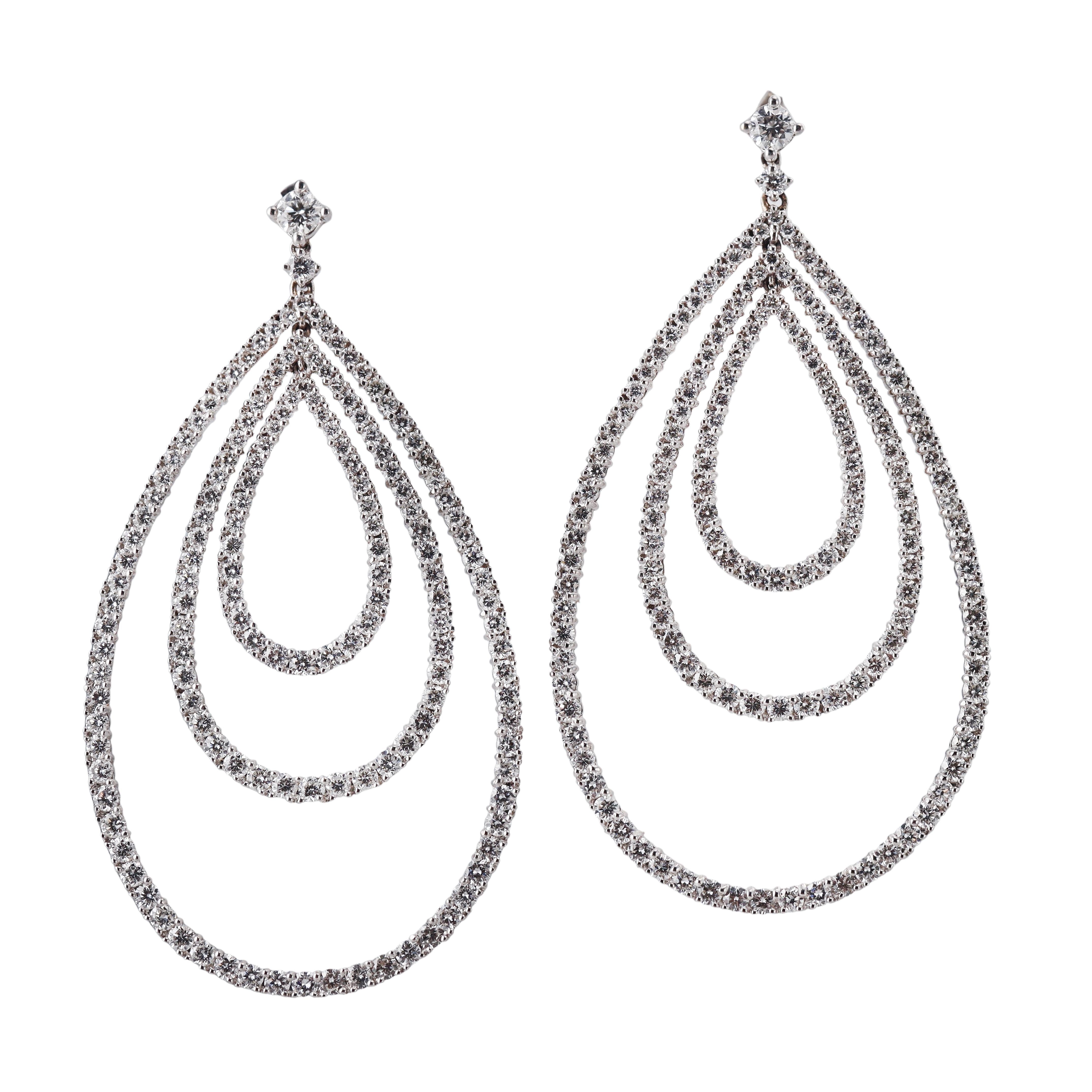 8.00 Carat Diamond Gold Teardrop Earrings