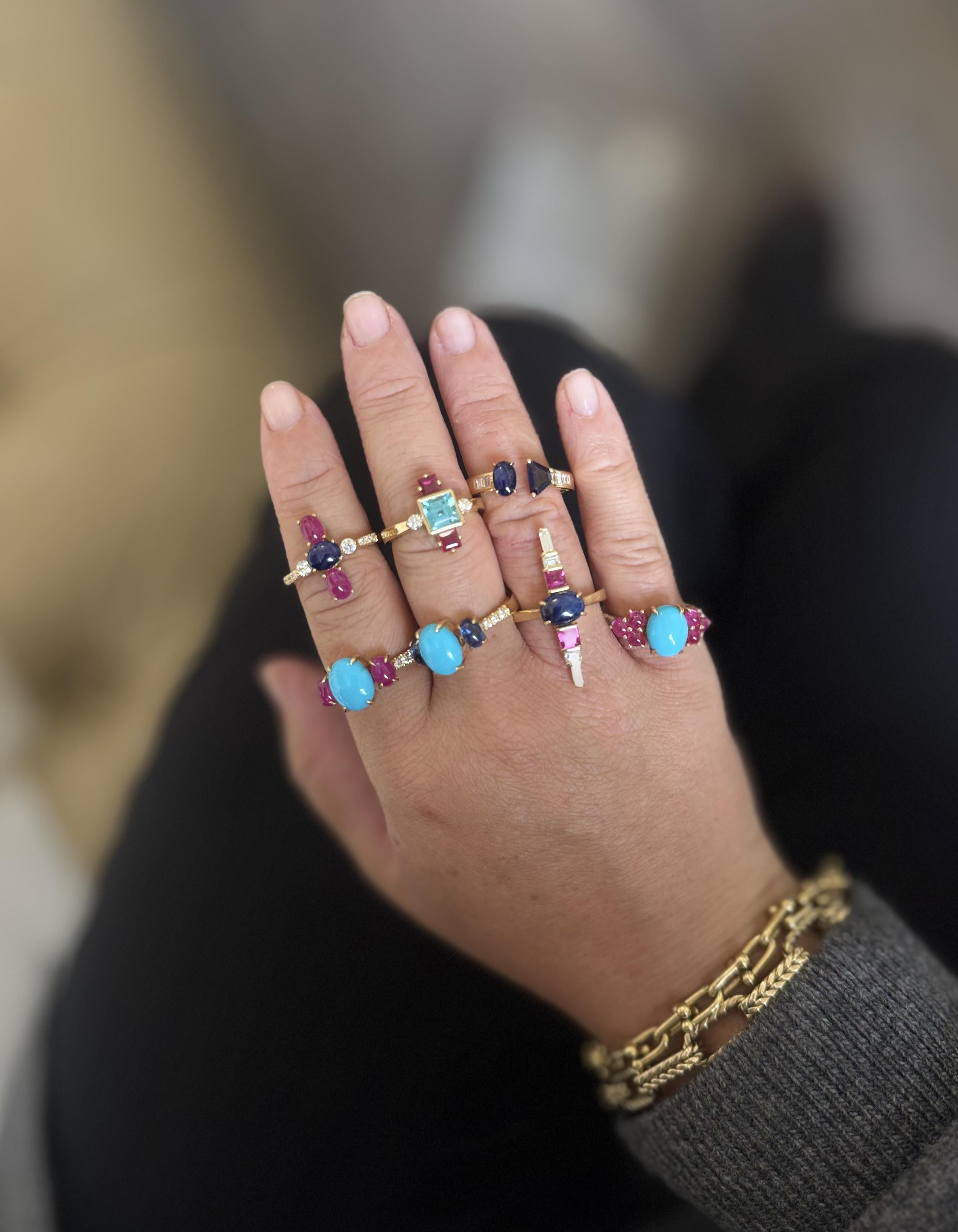 Aletto Brothers Ruby Turquoise Diamond Gold Ring