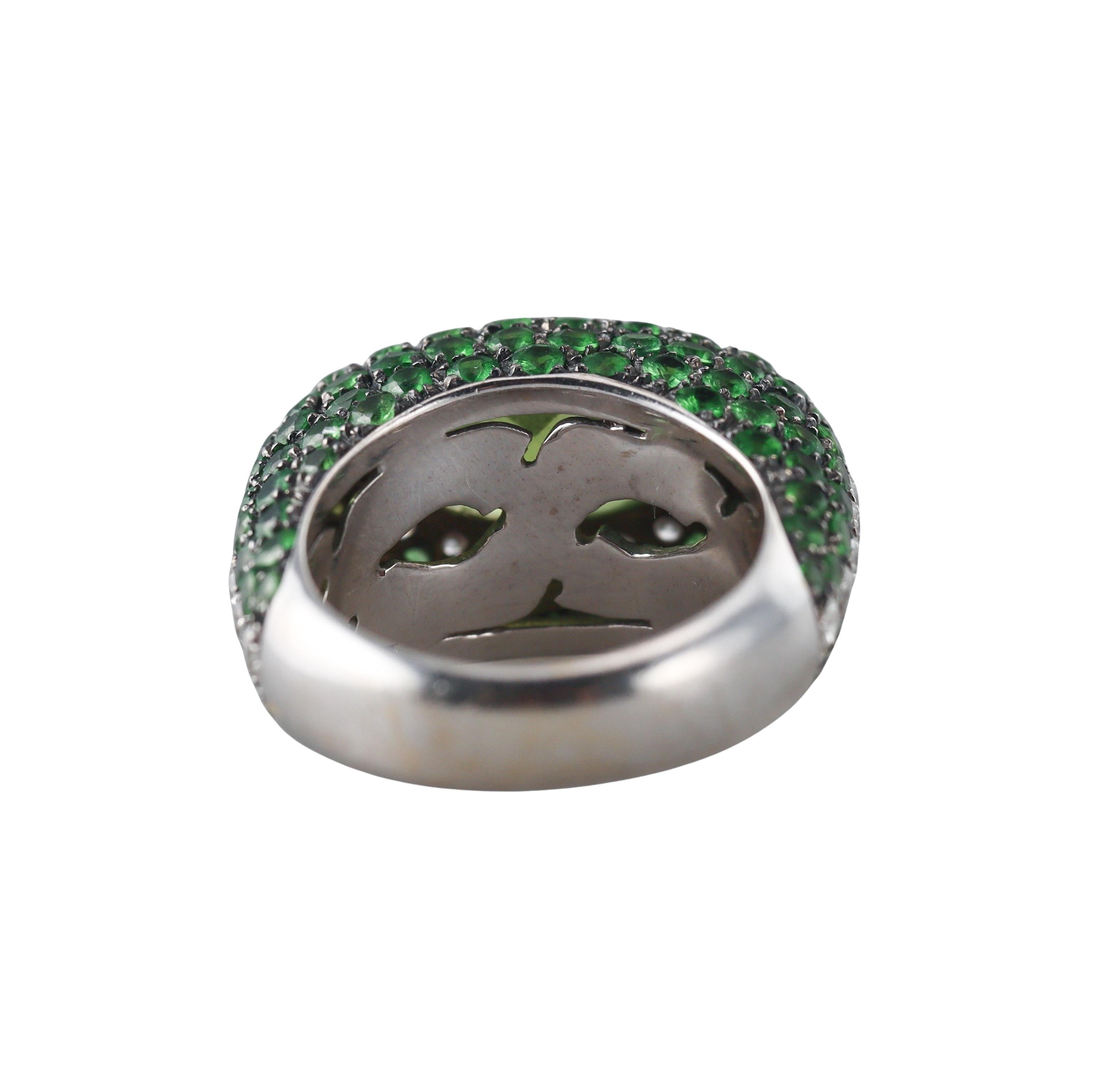 Valente Tsavorite Garnet Peridot Diamond Gold Ring