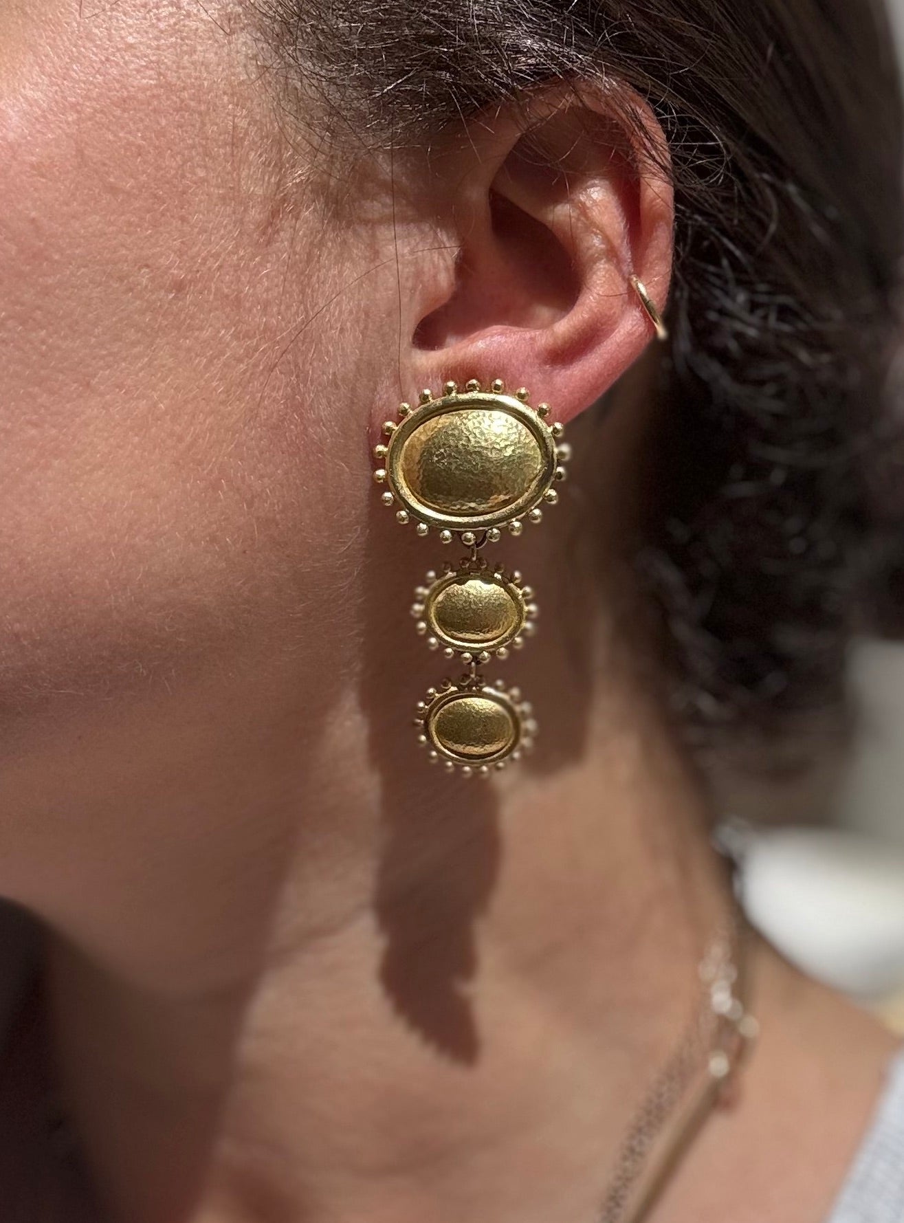 Elizabeth Locke Hammered Gold Night & Day Earrings