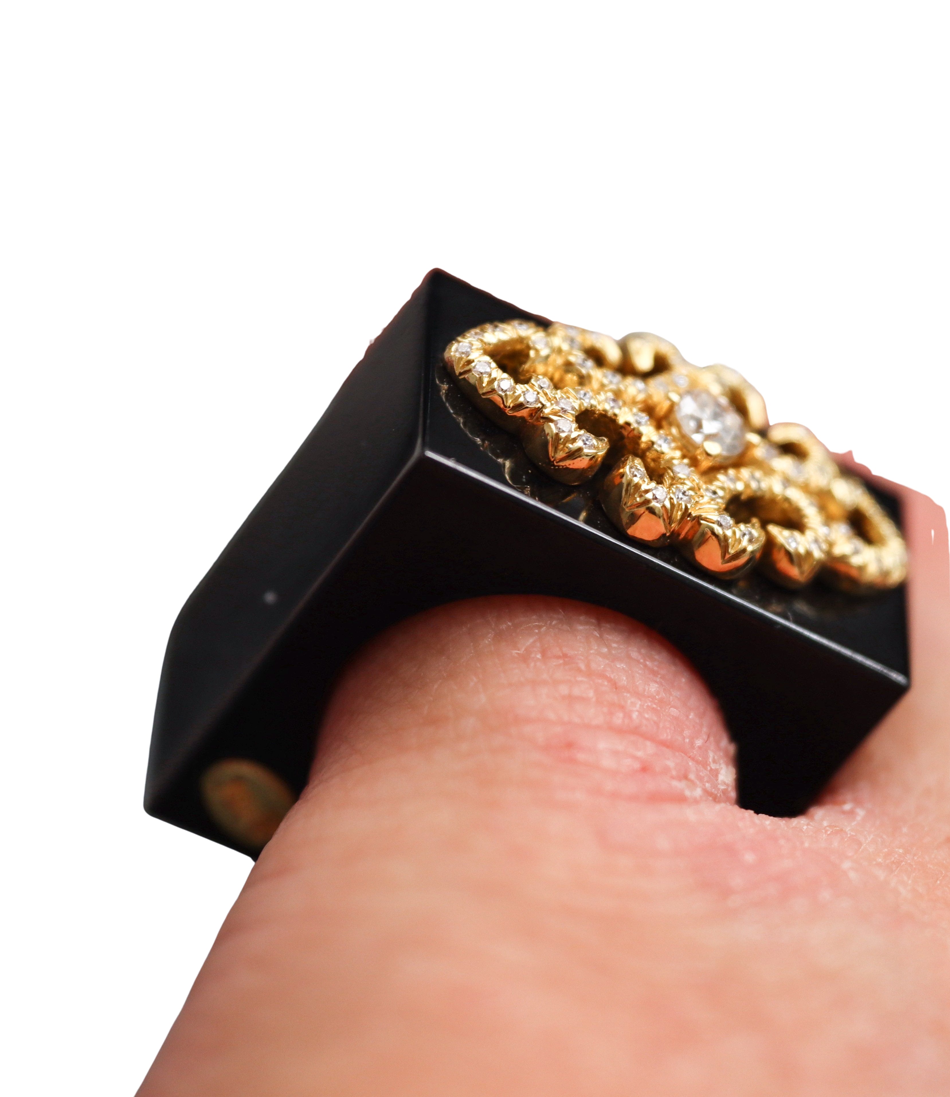 Henry Dunay Black Jade Diamond Gold Square Ring