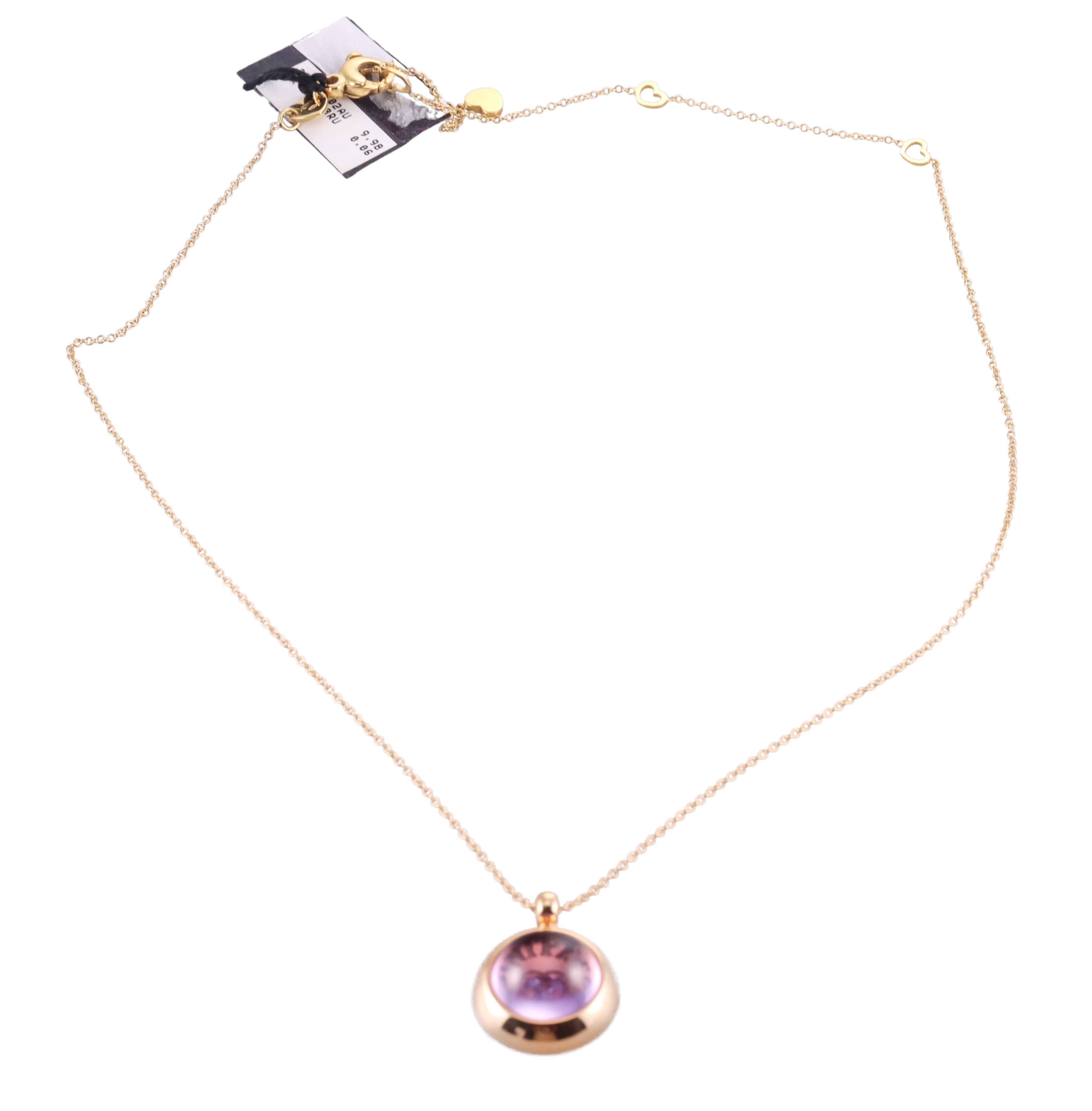 Pasquale Bruni 18k Gold Pink Sapphire Quartz Pendant Necklace