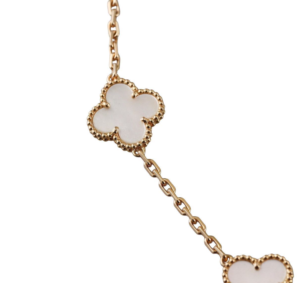 Van Cleef & Arpels Vintage Alhambra 10 Motif Mother of Pearl Gold Necklace