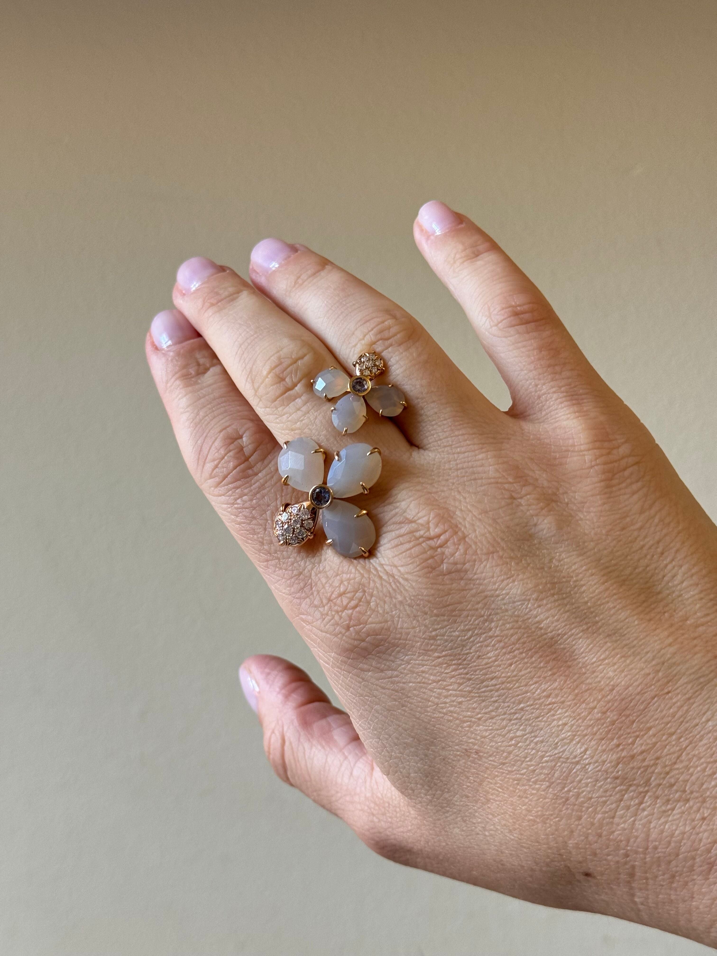 Mimi Milano Bloom Agate Diamond Spinel Flower Gold Ring