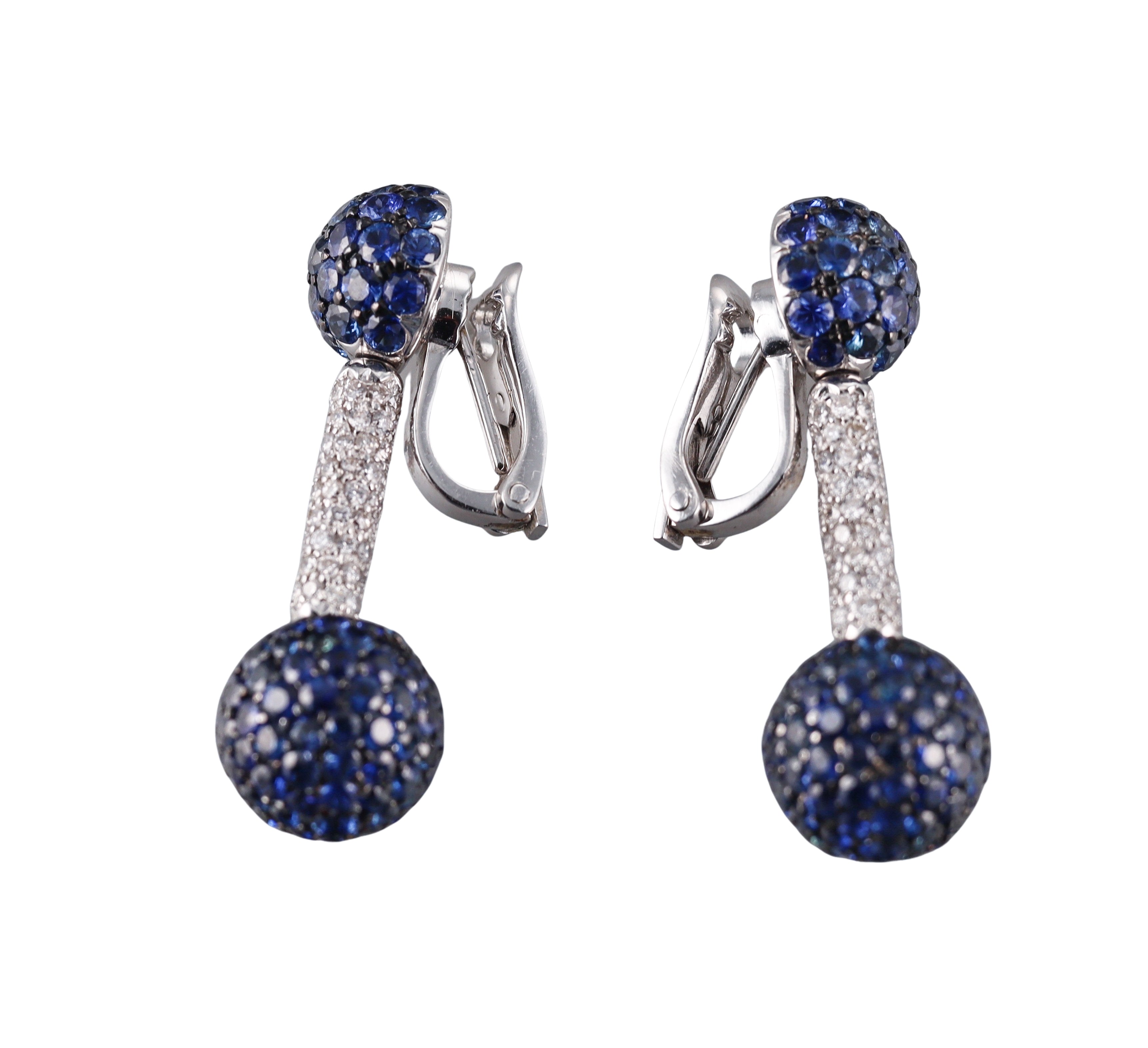 De Grisogono Boule Diamond Sapphire Gold Earrings
