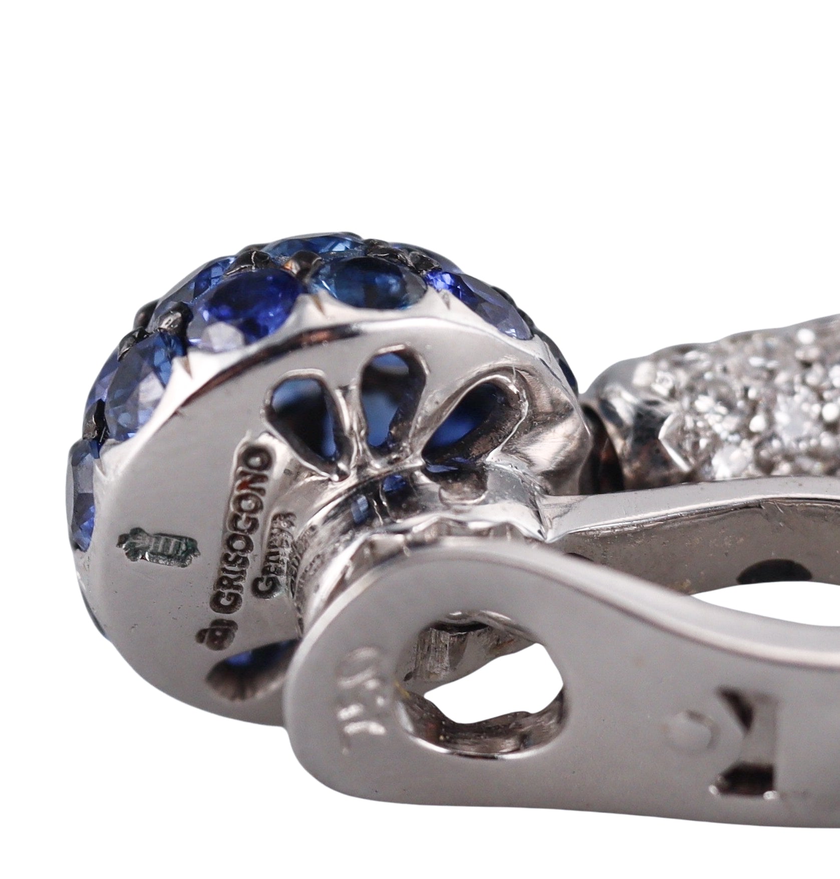 De Grisogono Boule Diamond Sapphire Gold Earrings