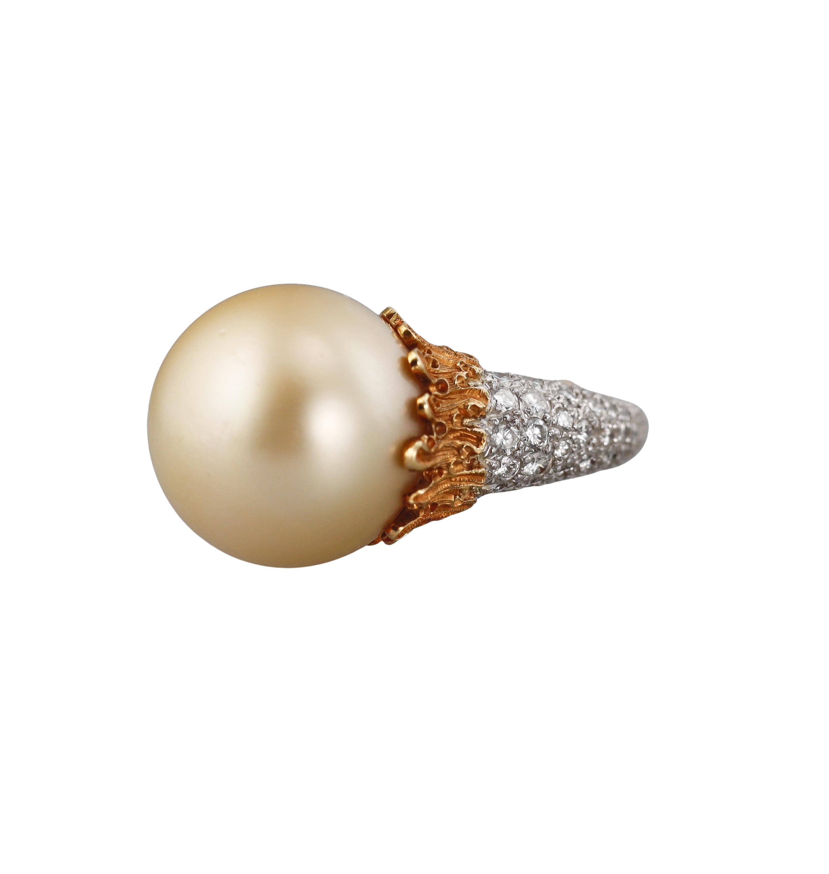 Buccellati South Sea Pearl Diamond Gold Ring