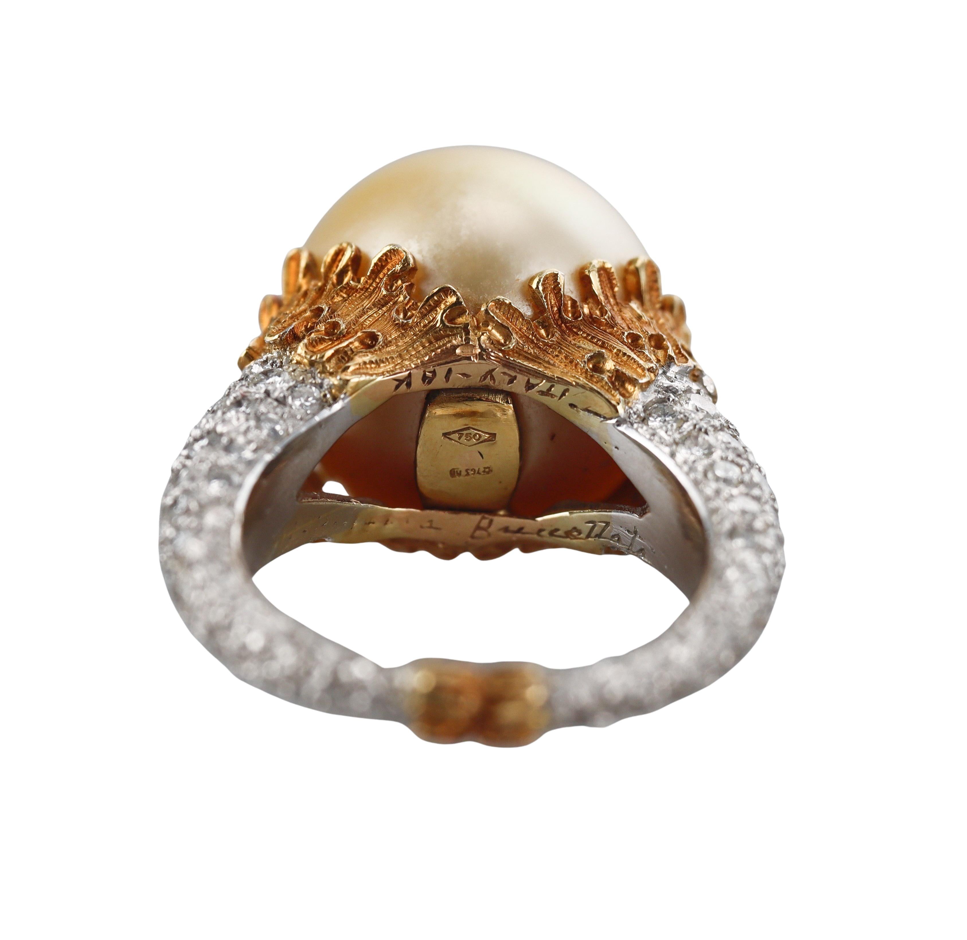 Buccellati South Sea Pearl Diamond Gold Ring