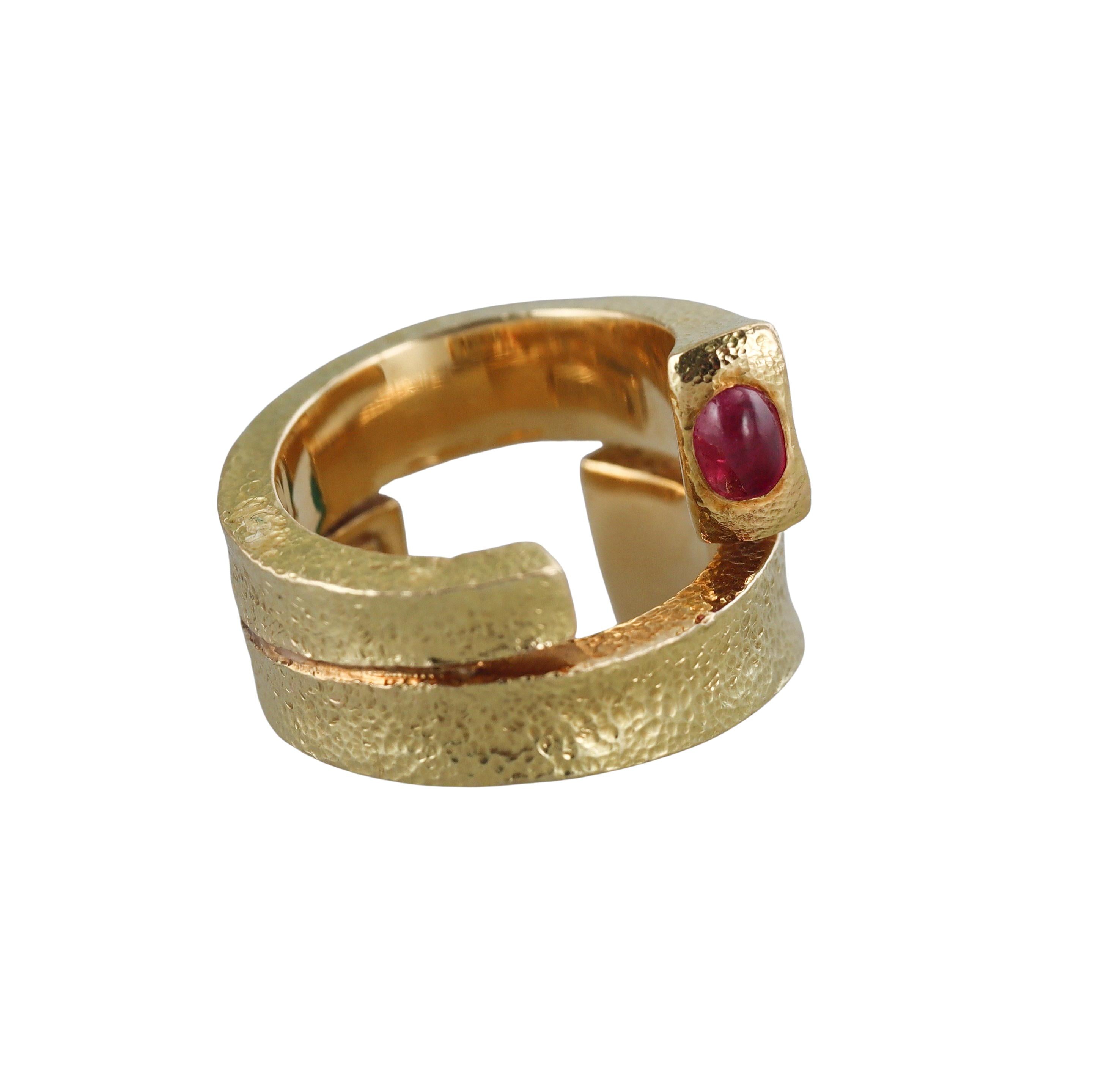 David Webb Gold Emerald Ruby Wrap Ring