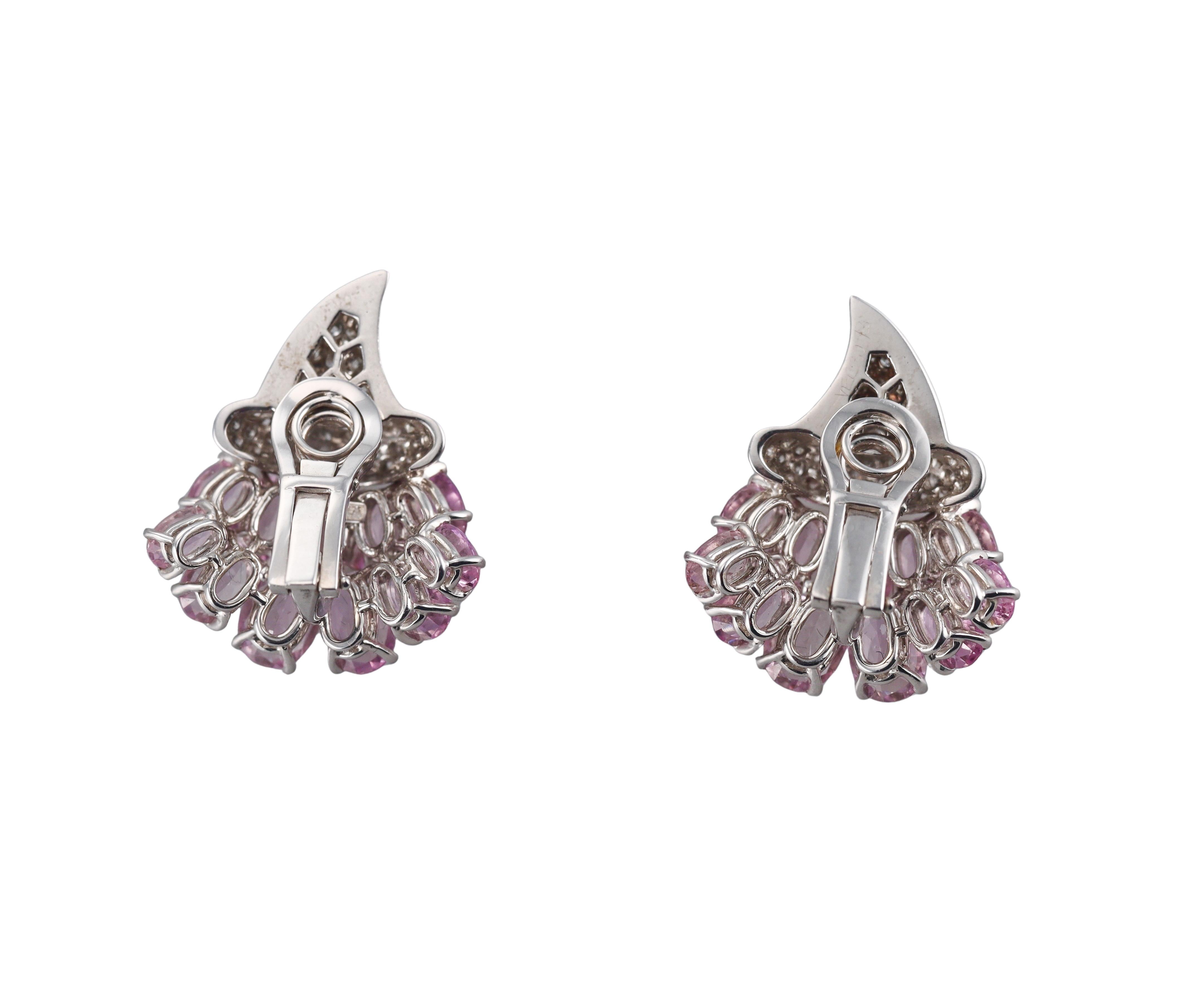 Verdura Cornucopia Pink Tourmaline Diamond Gold Earrings