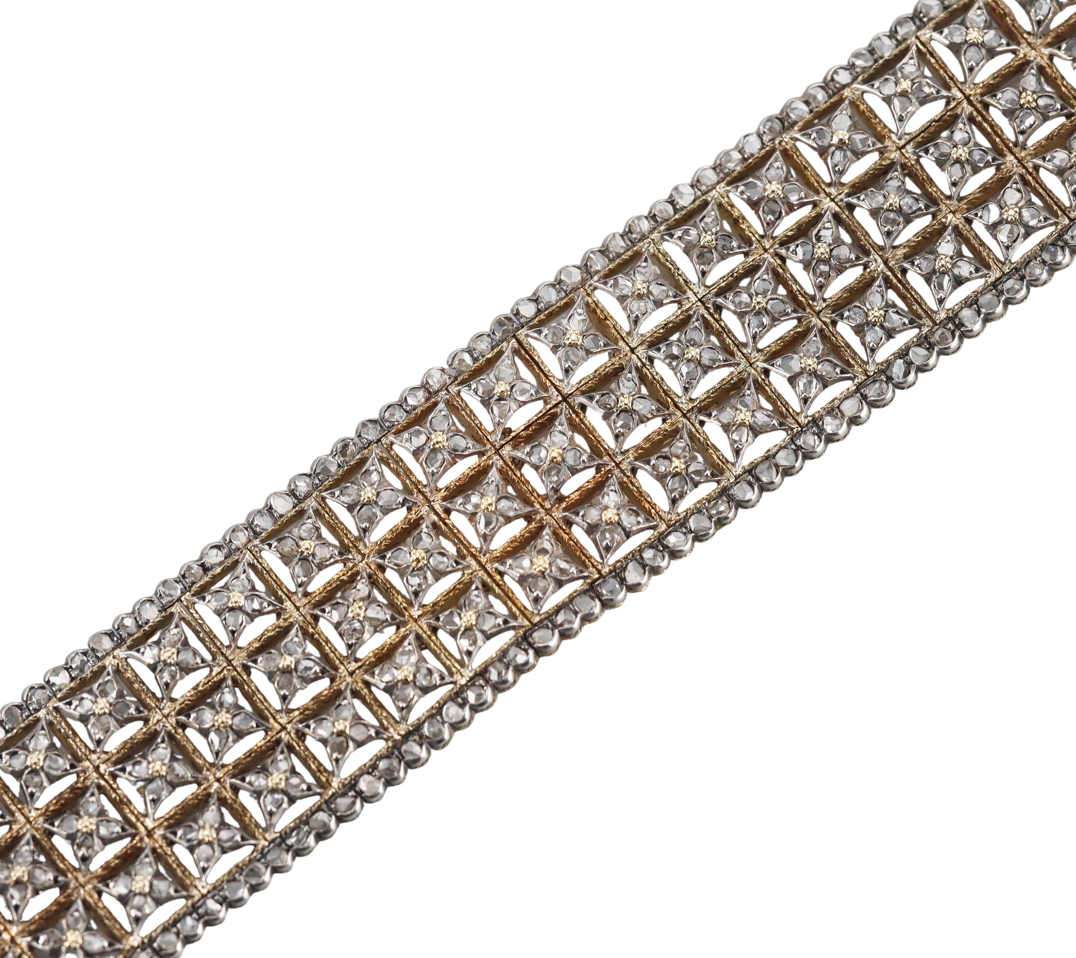 Mario Buccellati Rose Cut Diamond Gold Bracelet
