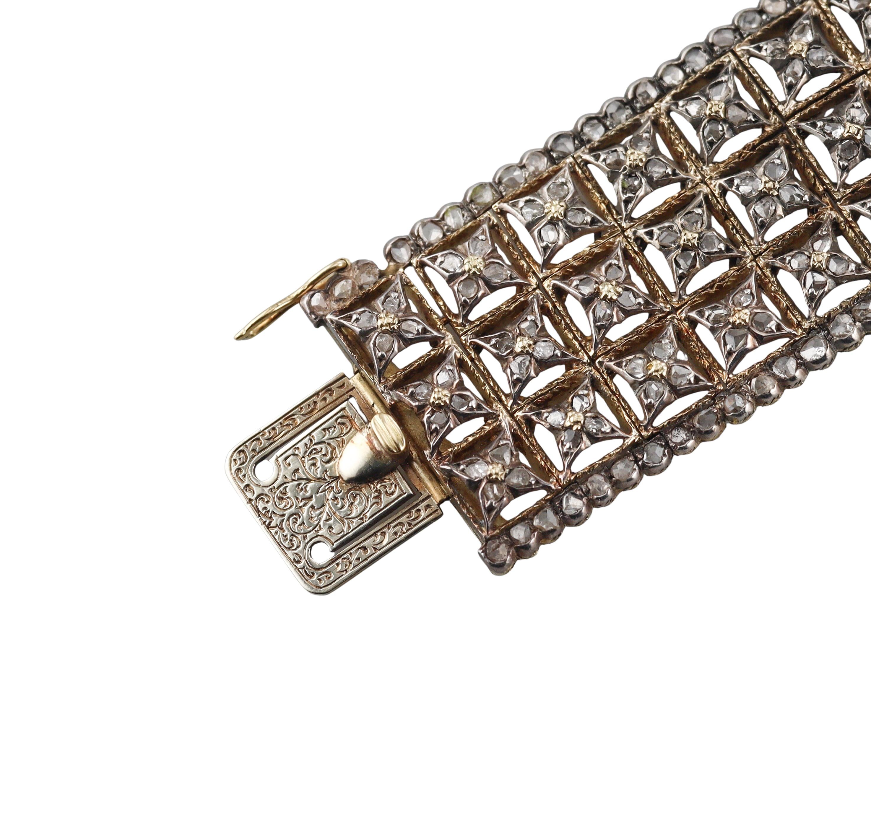 Mario Buccellati Rose Cut Diamond Gold Bracelet