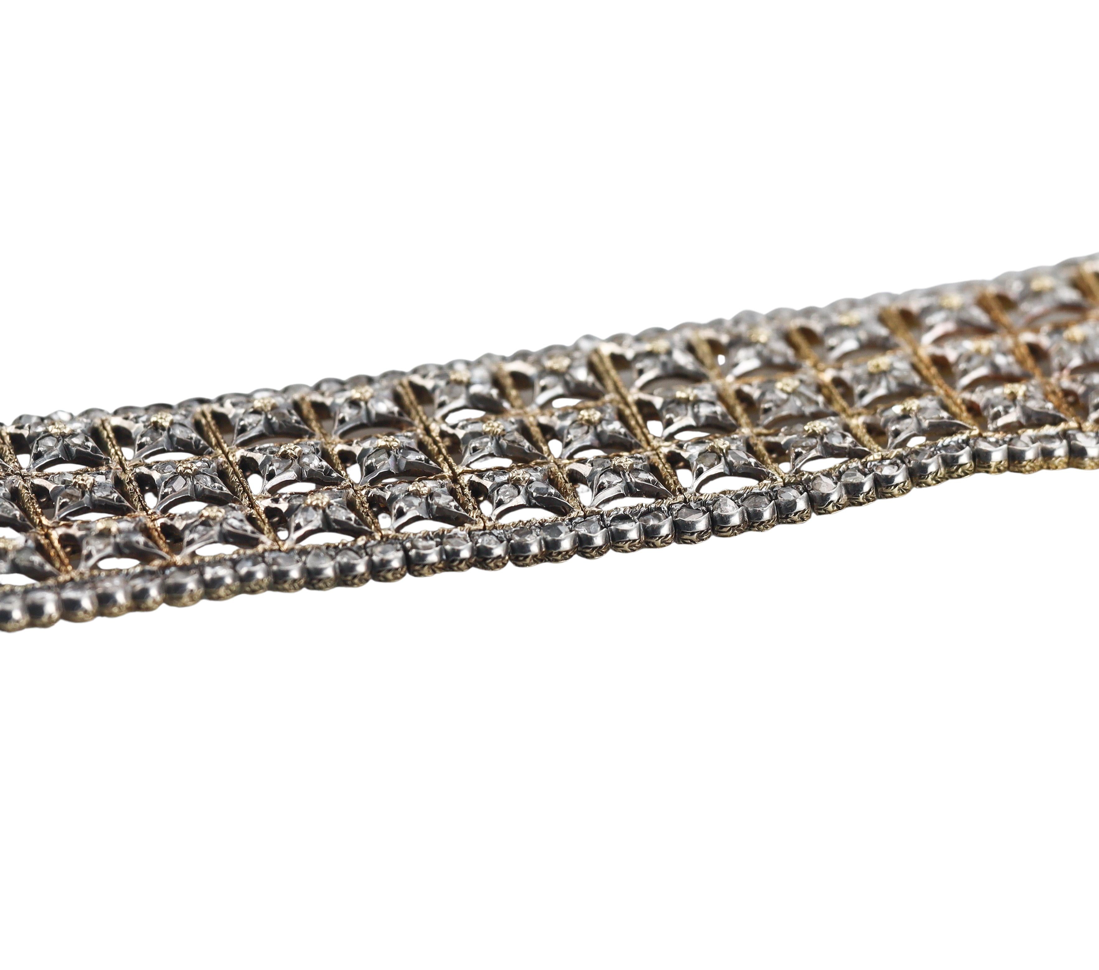 Mario Buccellati Rose Cut Diamond Gold Bracelet