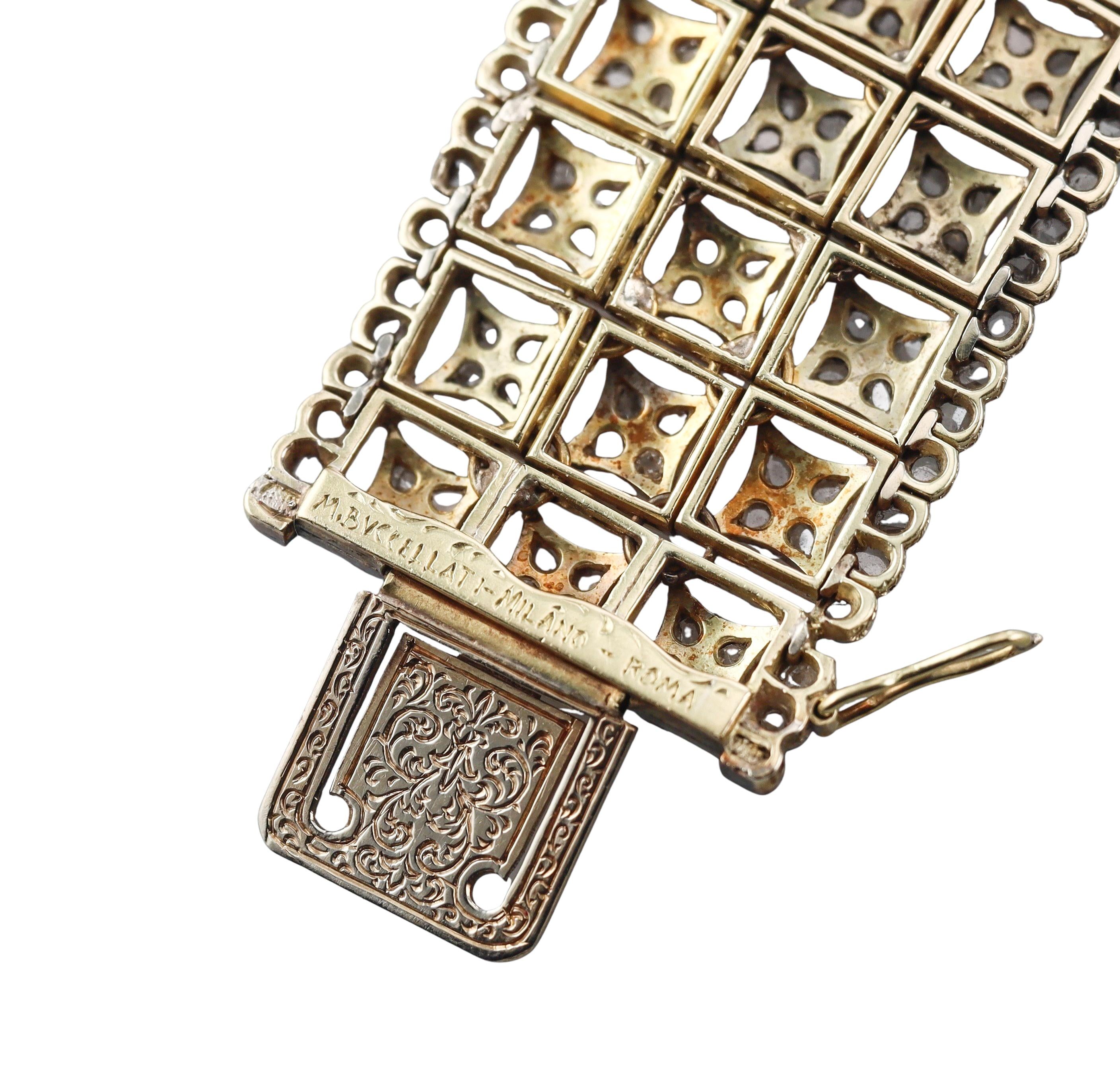 Mario Buccellati Rose Cut Diamond Gold Bracelet