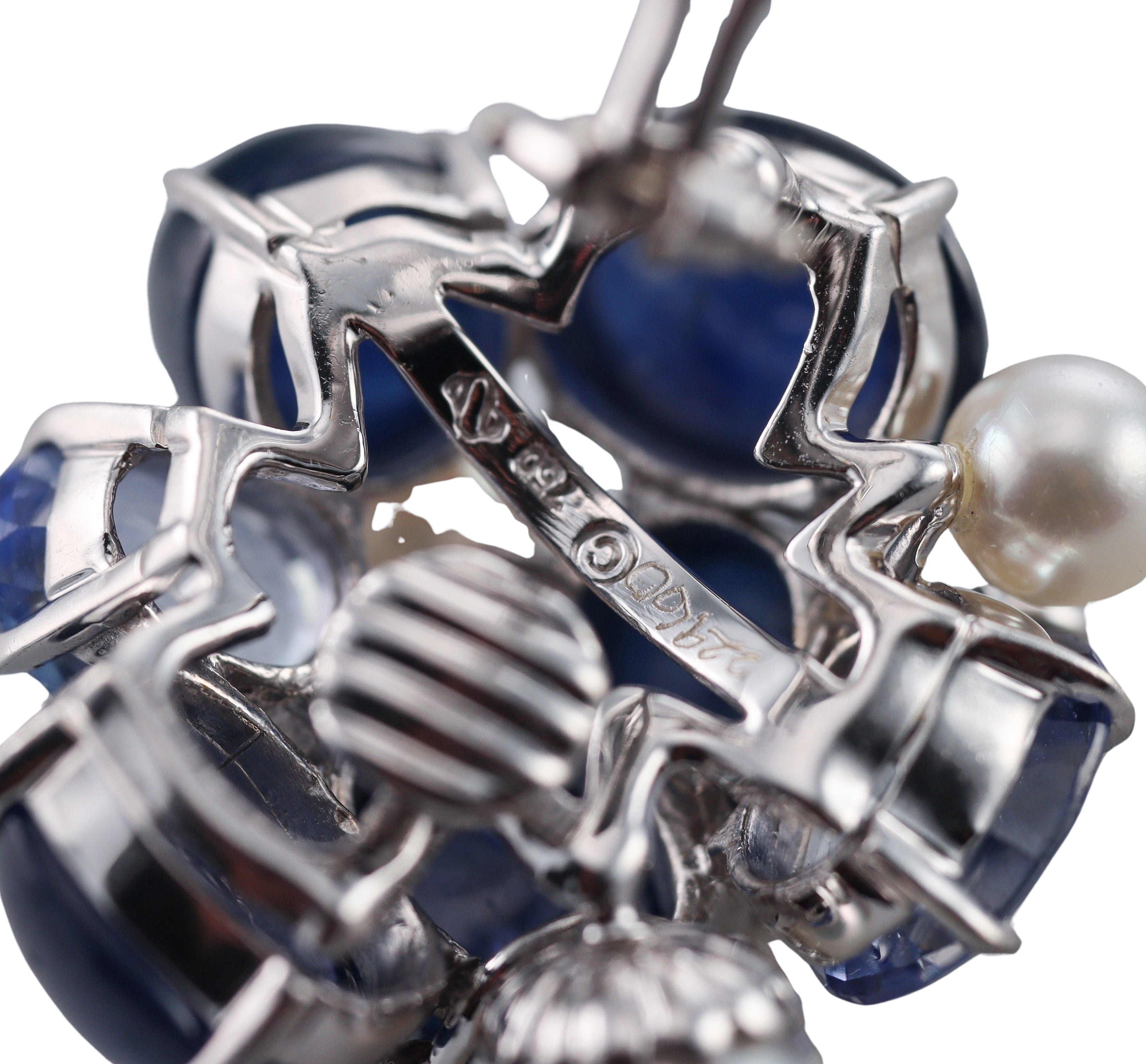 Seaman Schepps Sapphire Topaz Pearl Diamond Gold Large Bubble Earrings