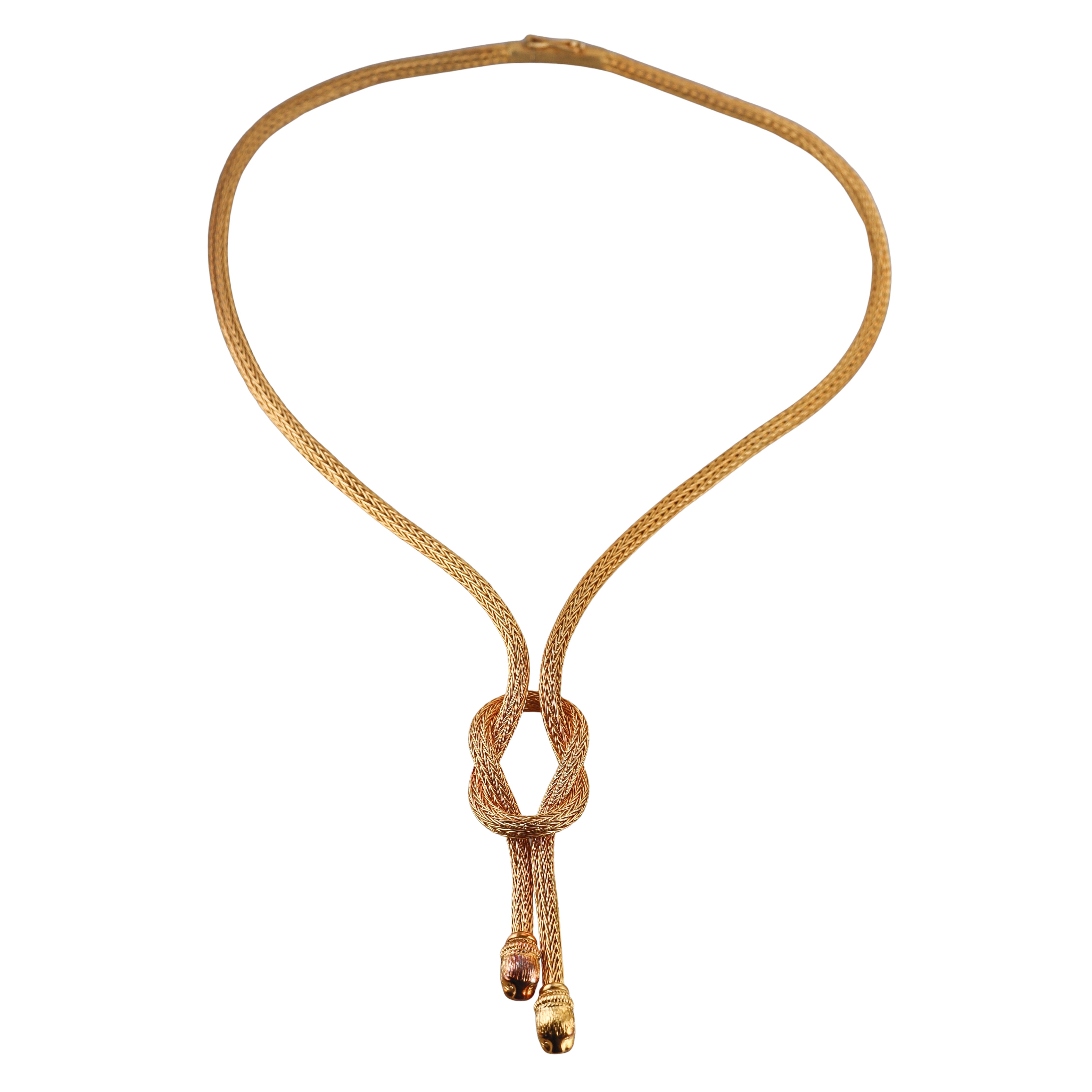 Lalaounis Greece Hercules Knot Chimera Gold Necklace