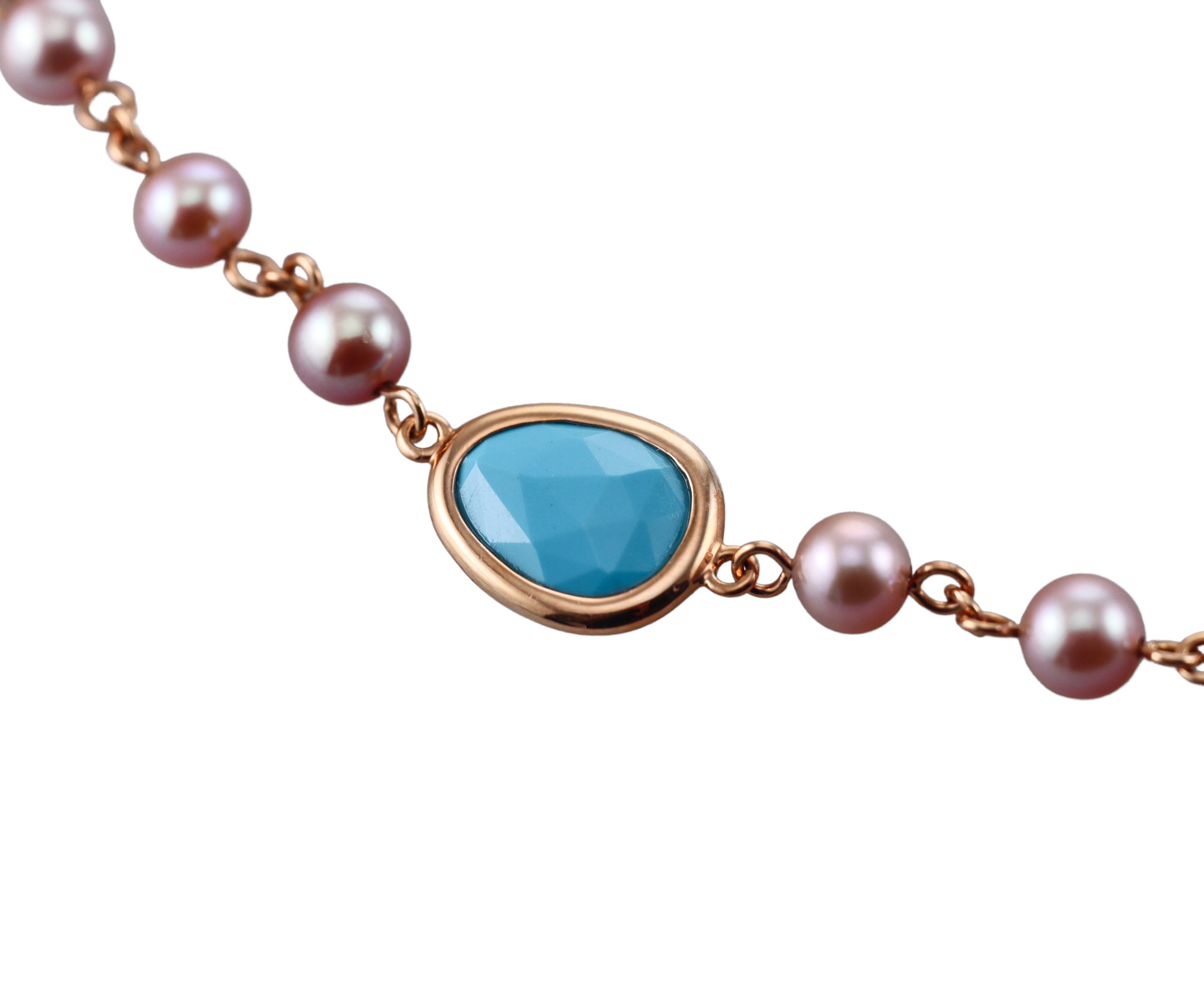 Mimi Milano Talita Turquoise Pearl Gold Necklace