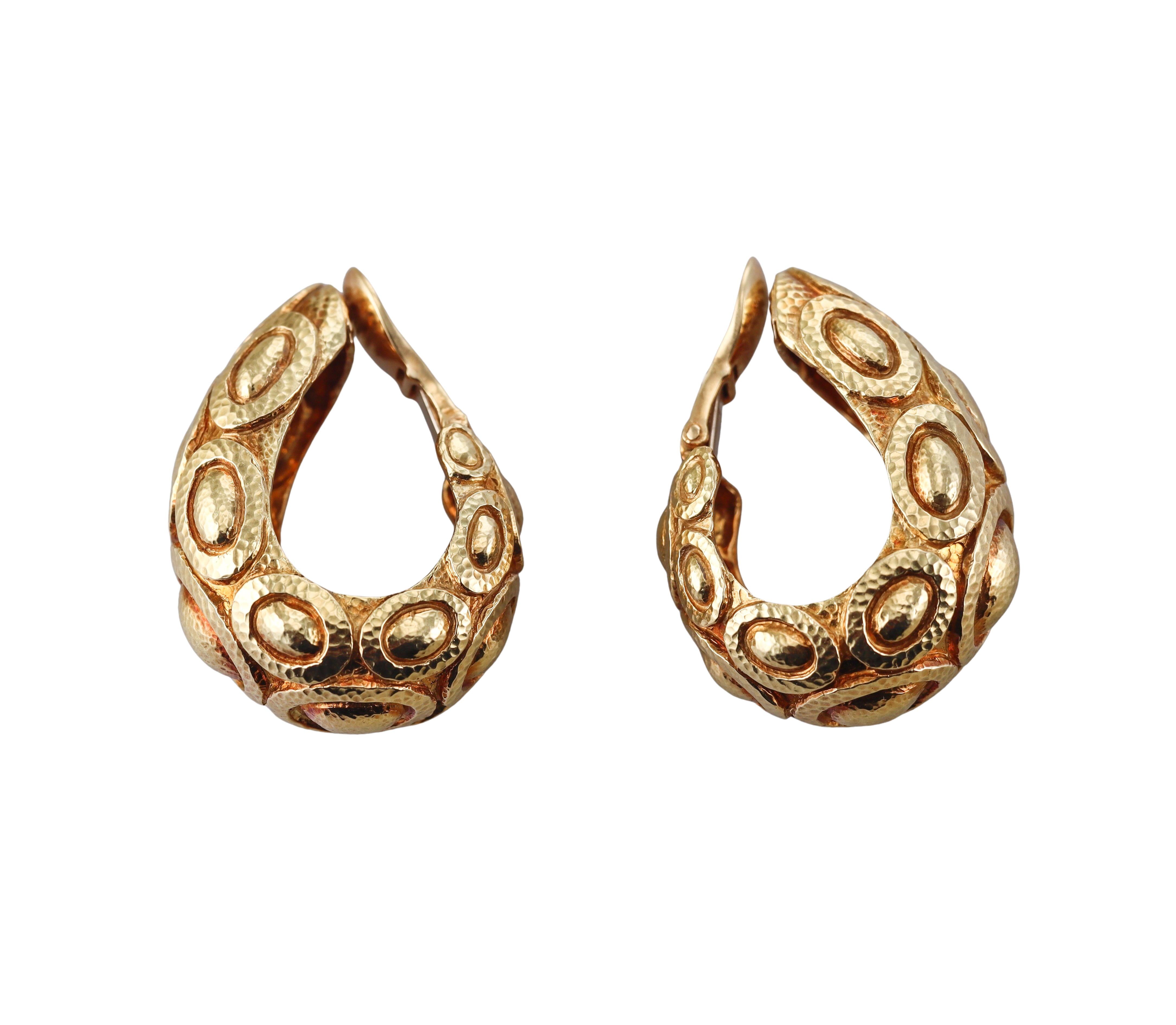 David Webb Vintage Gold Hoop Earrings