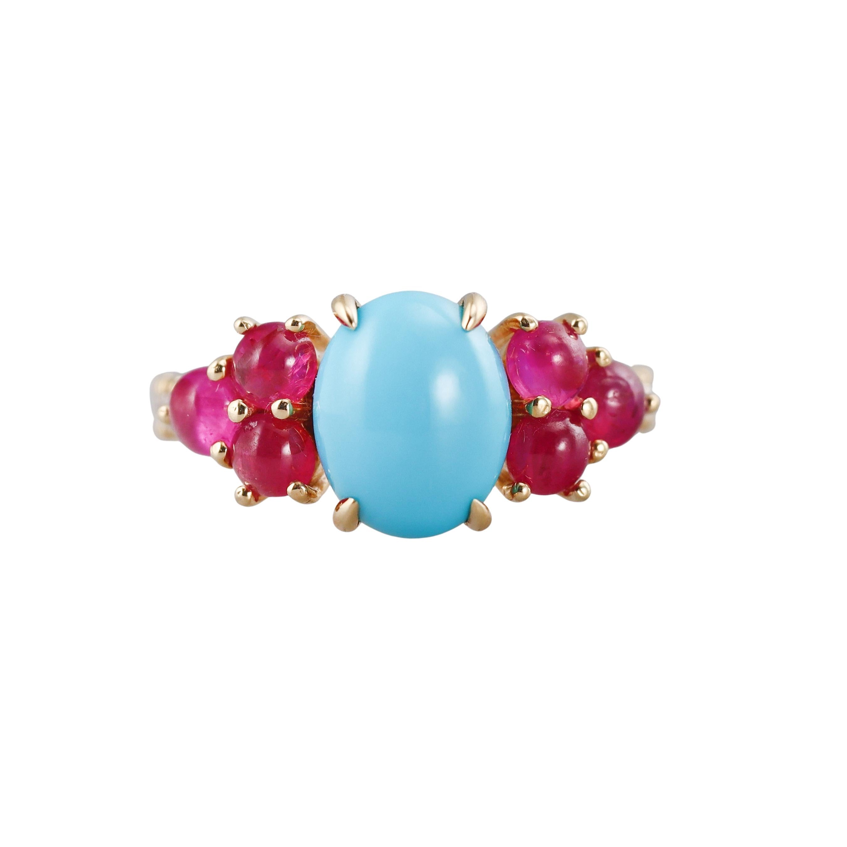Aletto Brothers Turquoise Ruby Diamond Gold Ring