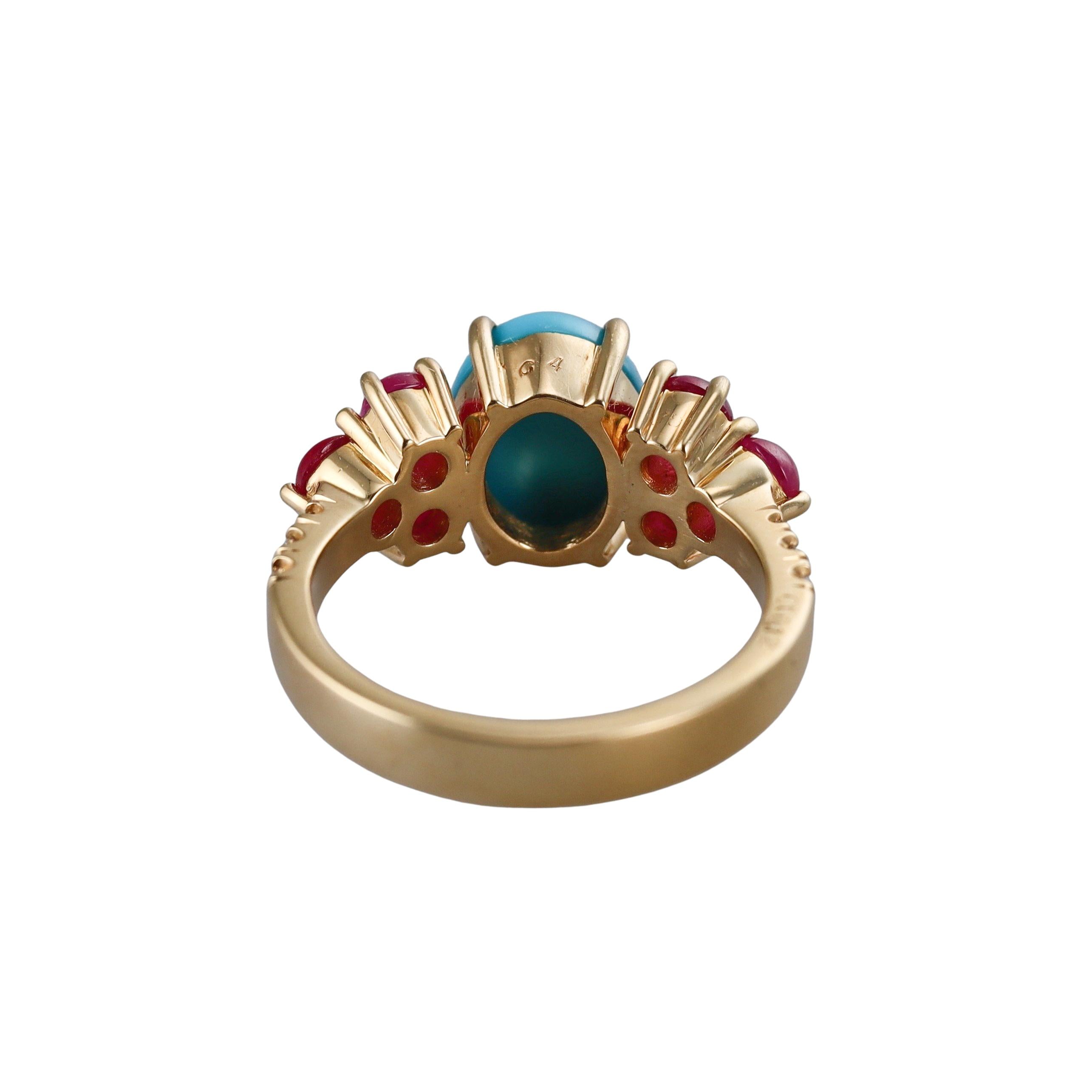 Aletto Brothers Turquoise Ruby Diamond Gold Ring