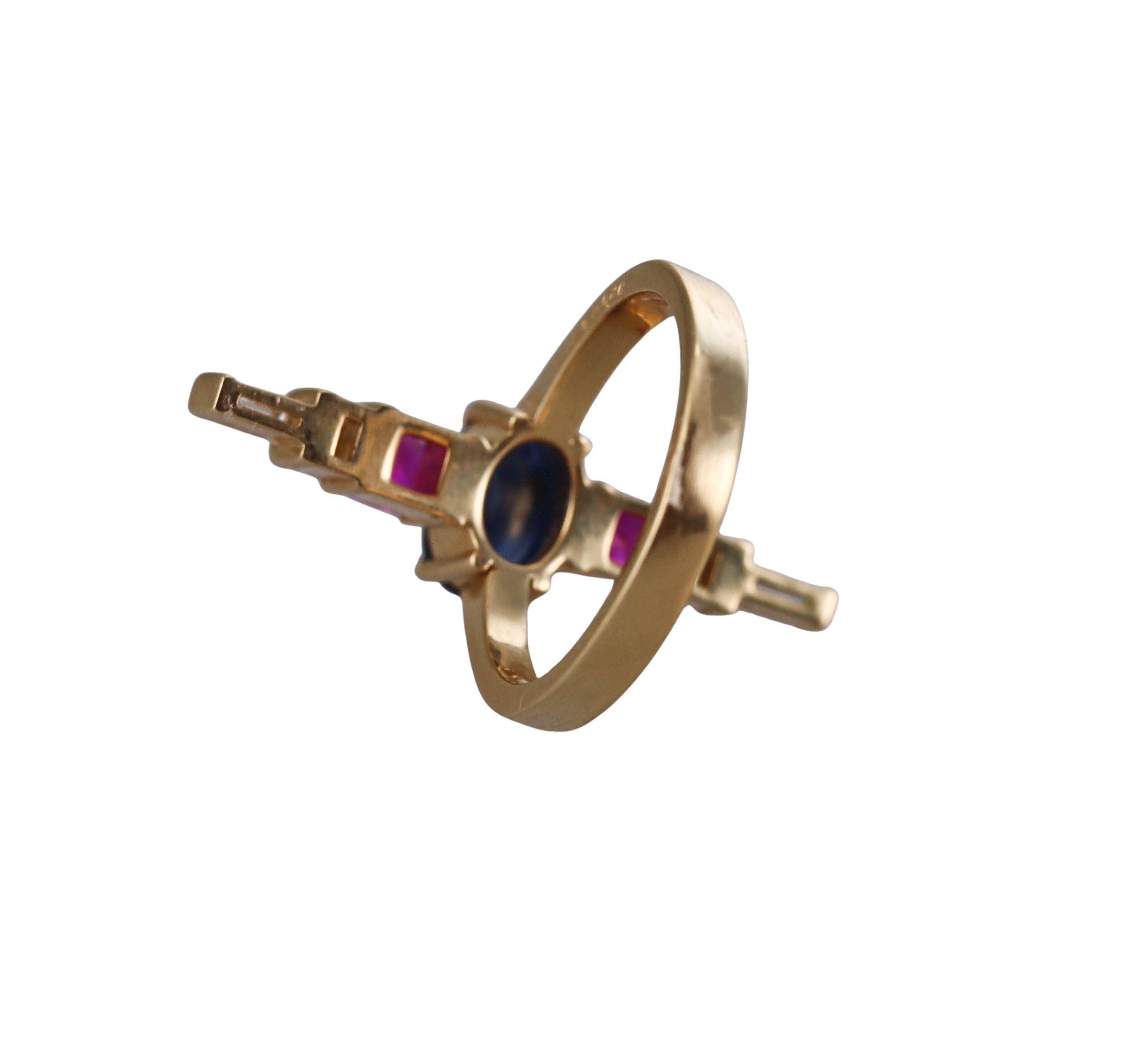 Aletto Brothers Diamond Sapphire Ruby Gold Ring