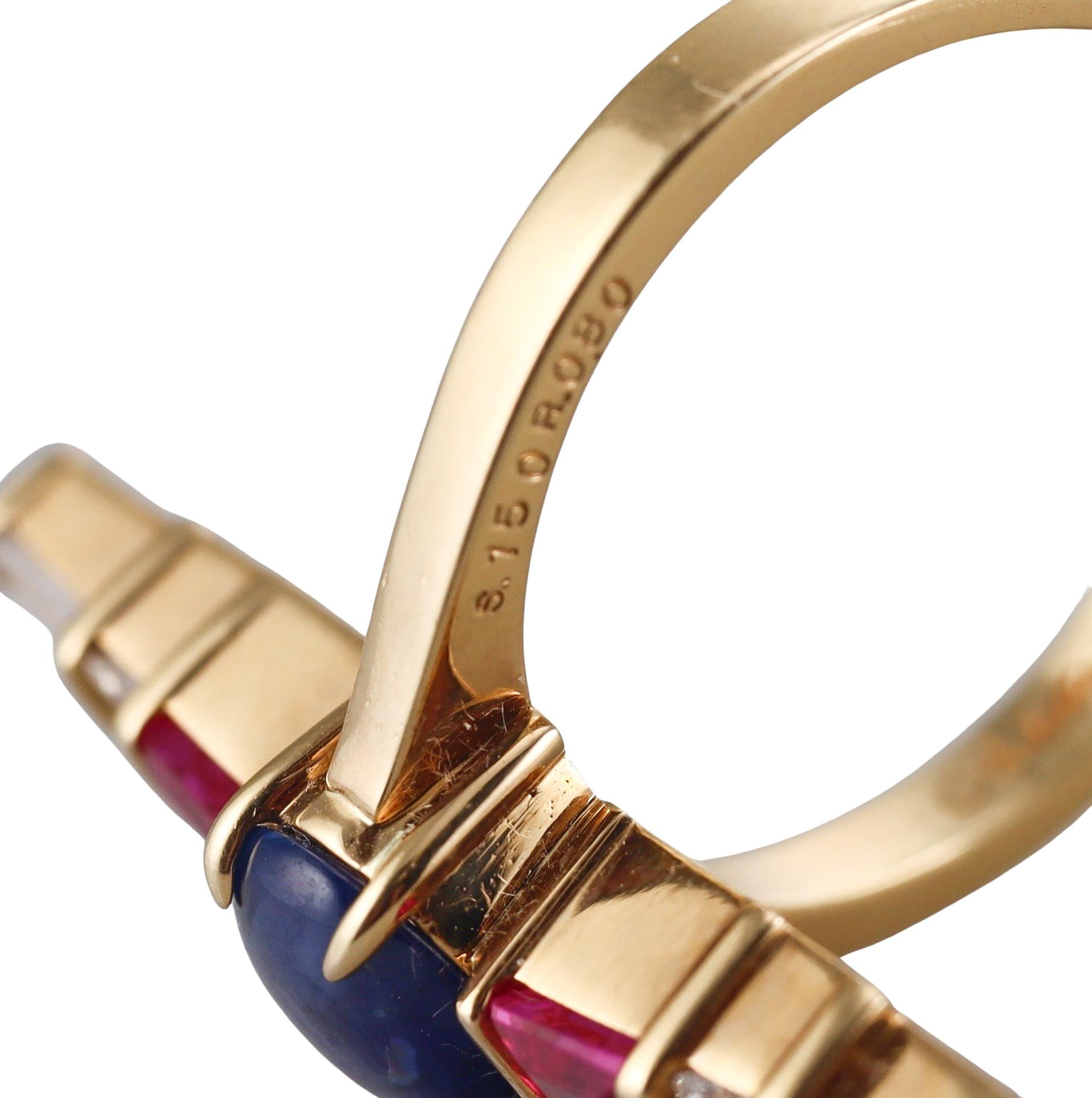 Aletto Brothers Diamond Sapphire Ruby Gold Ring