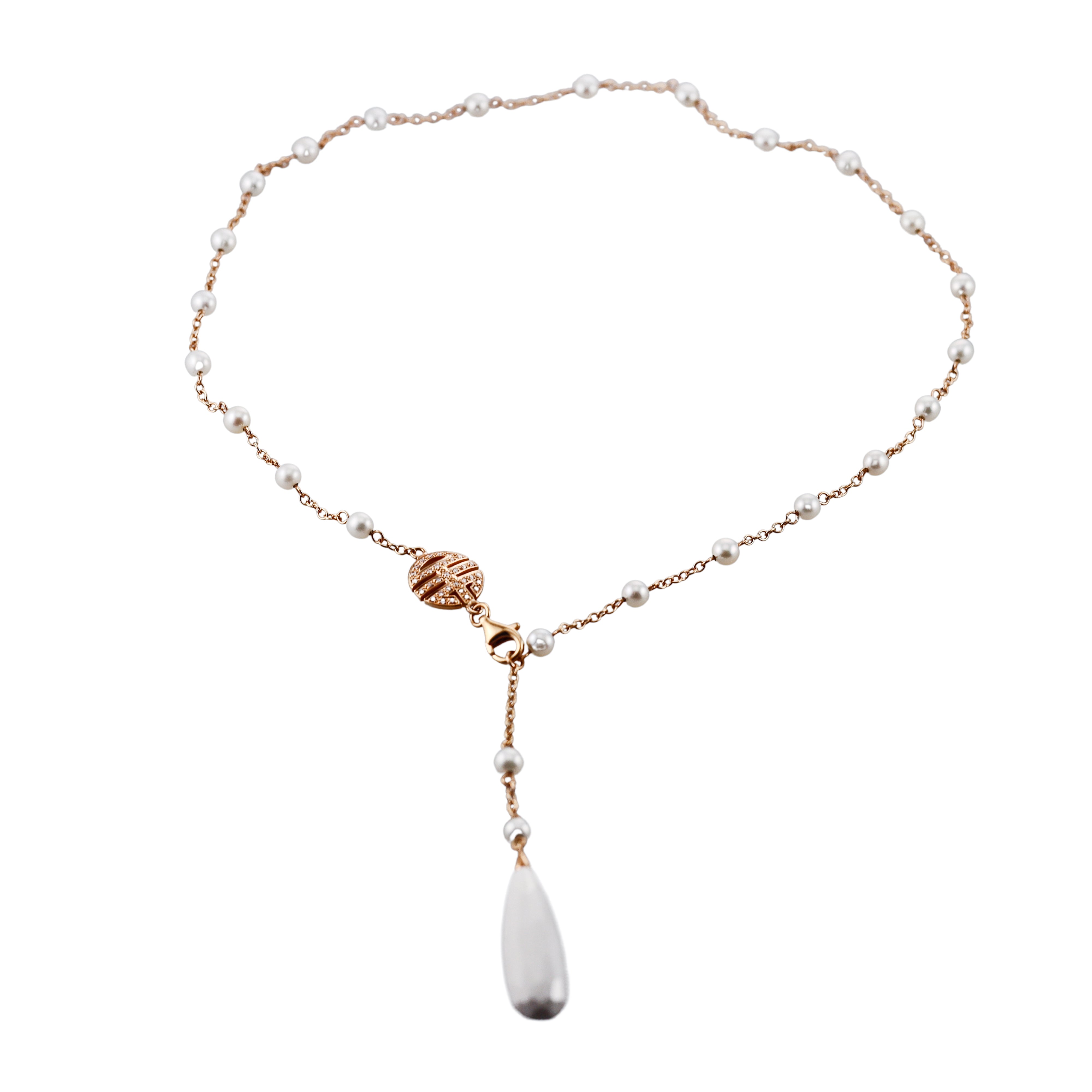 Mimi Milano Shan Teki Pearl Diamond Agate Gold Pendant Necklace