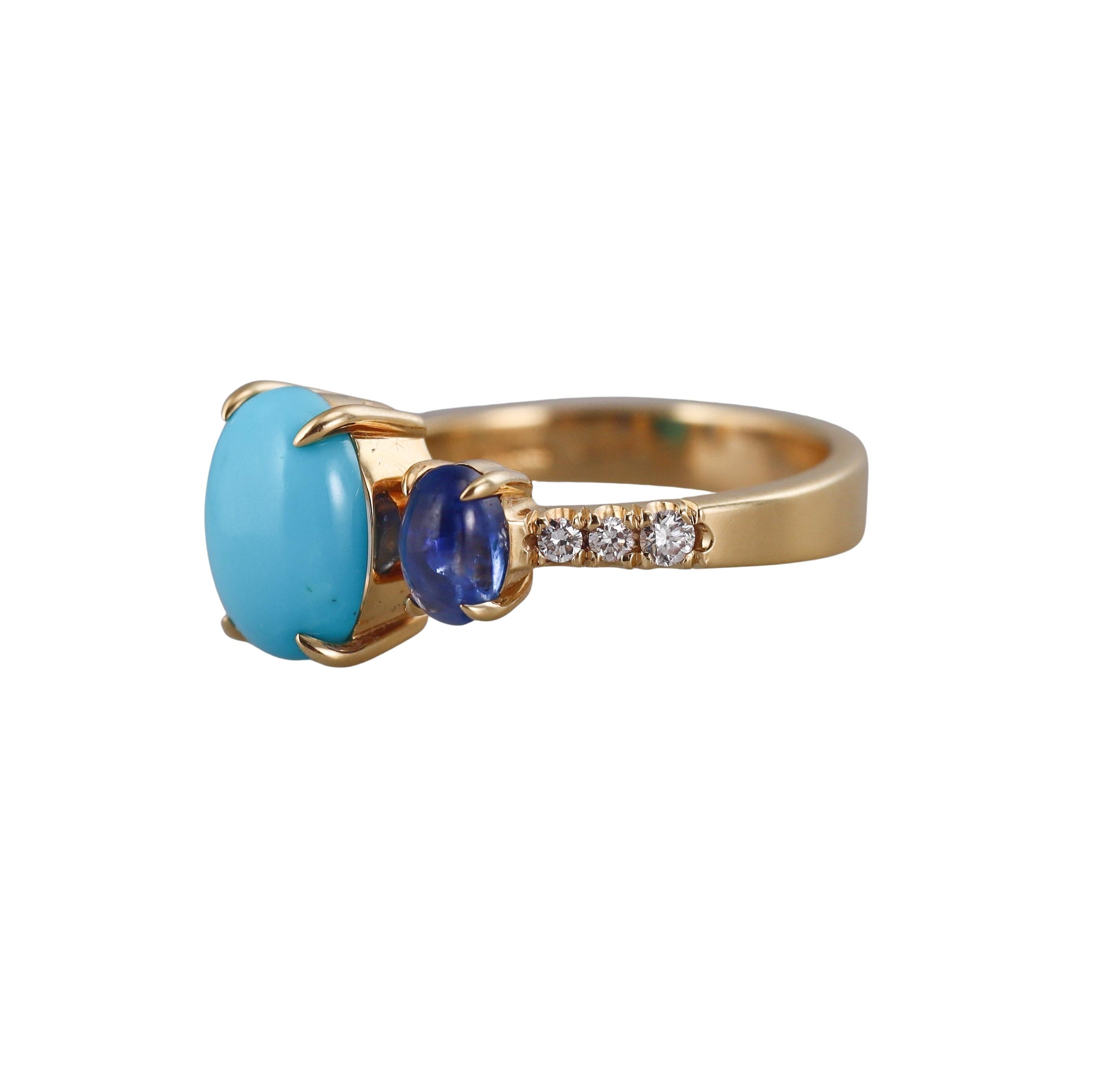 Aletto Brothers Turquoise Sapphire Diamond Gold Ring