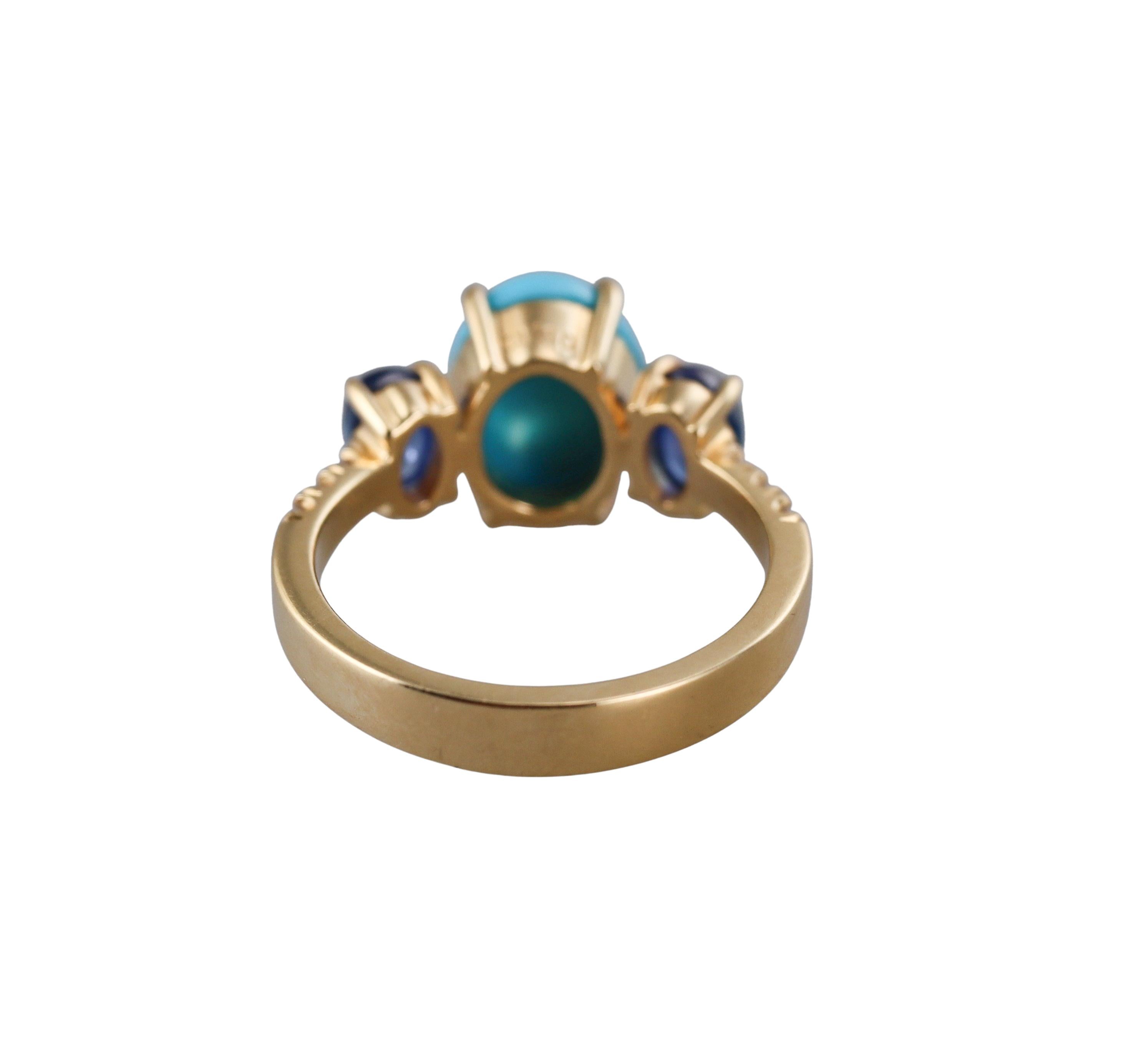 Aletto Brothers Turquoise Sapphire Diamond Gold Ring