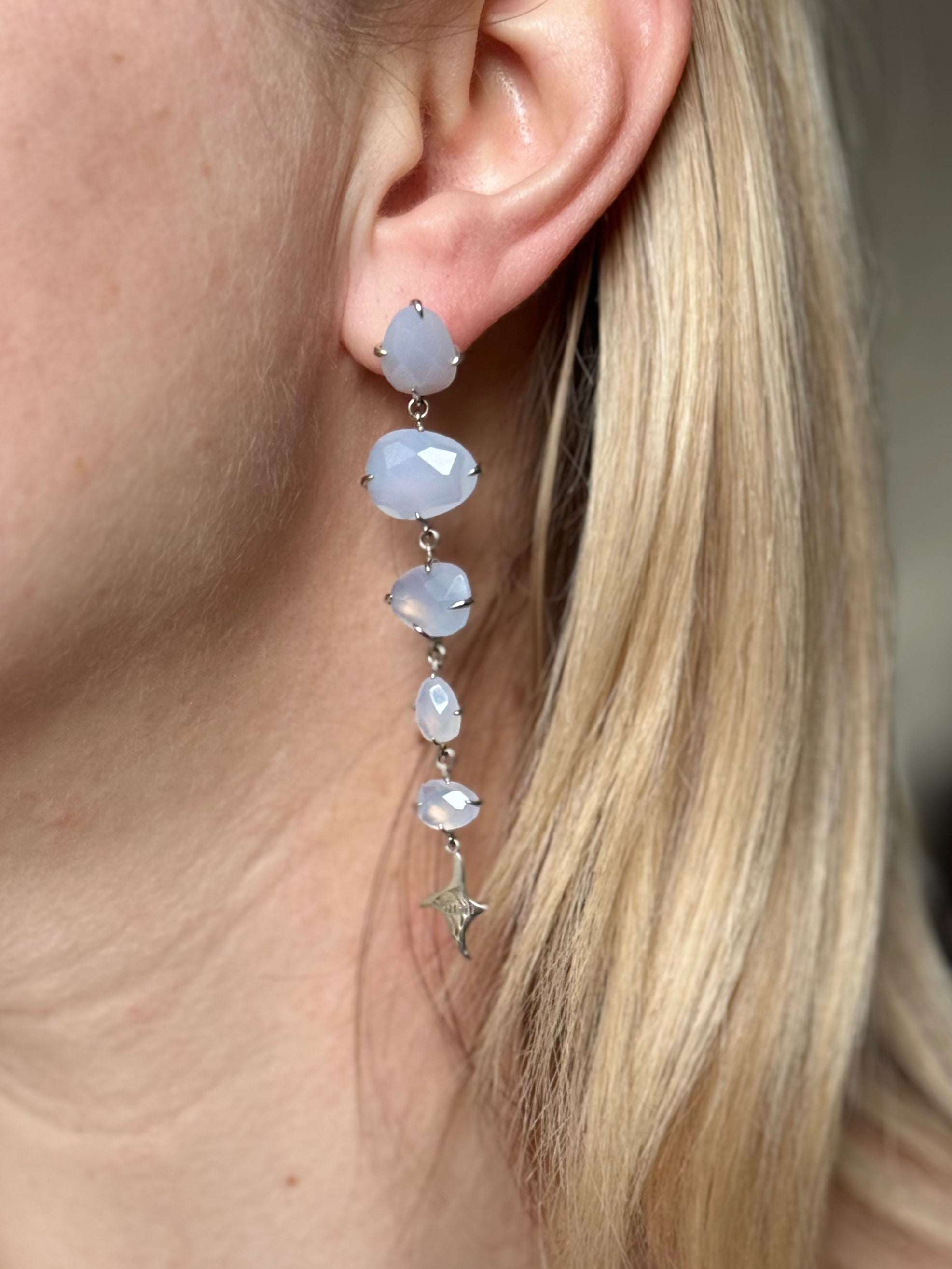 Mimi Milano Mila Chalcedony Gold Drop Earrings