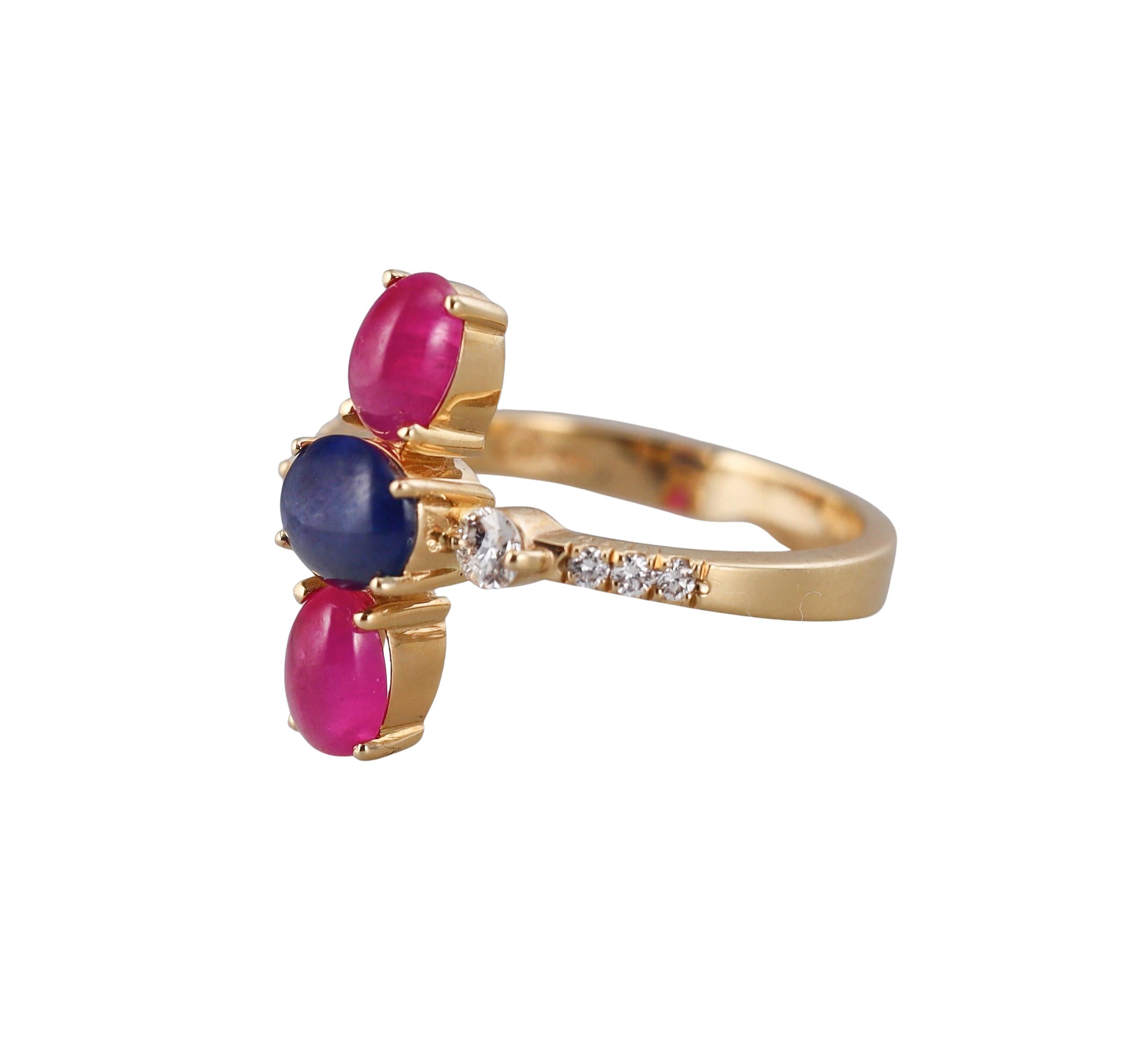 Aletto Brothers Ruby Sapphire Diamond Gold Ring