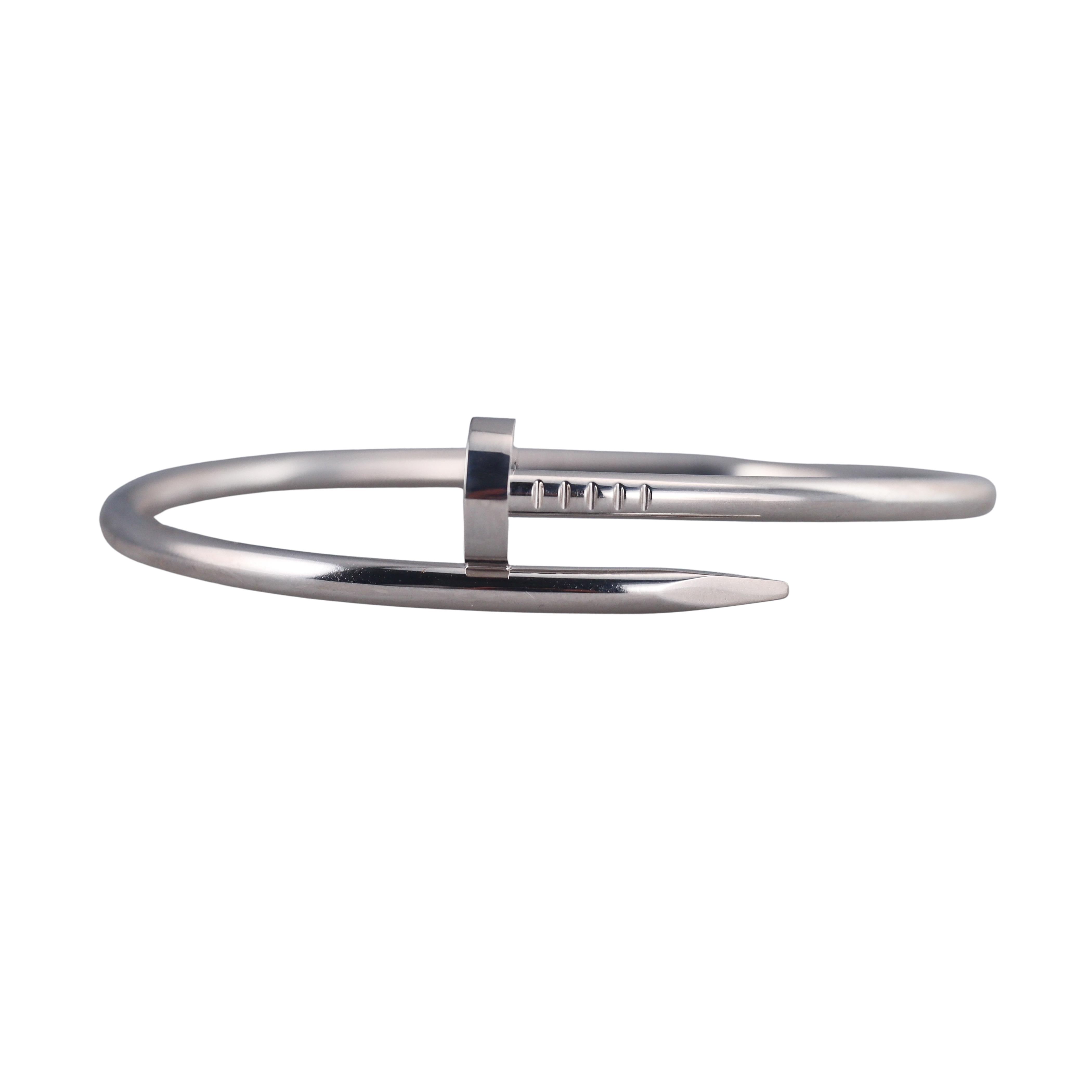 Cartier Juste Un Clou Nail White Gold Bracelet Size 18