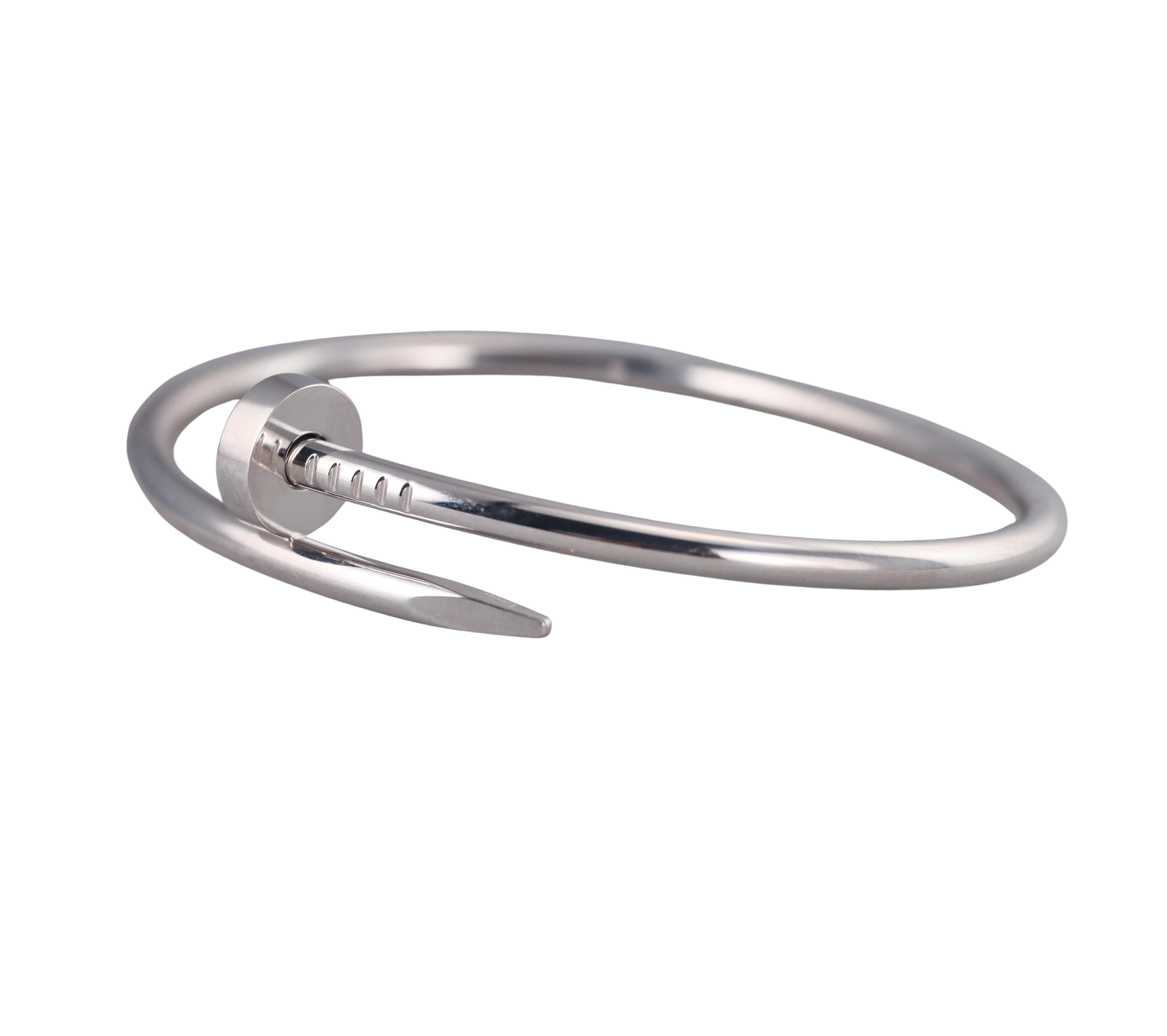 Cartier Juste Un Clou Nail White Gold Bracelet Size 18