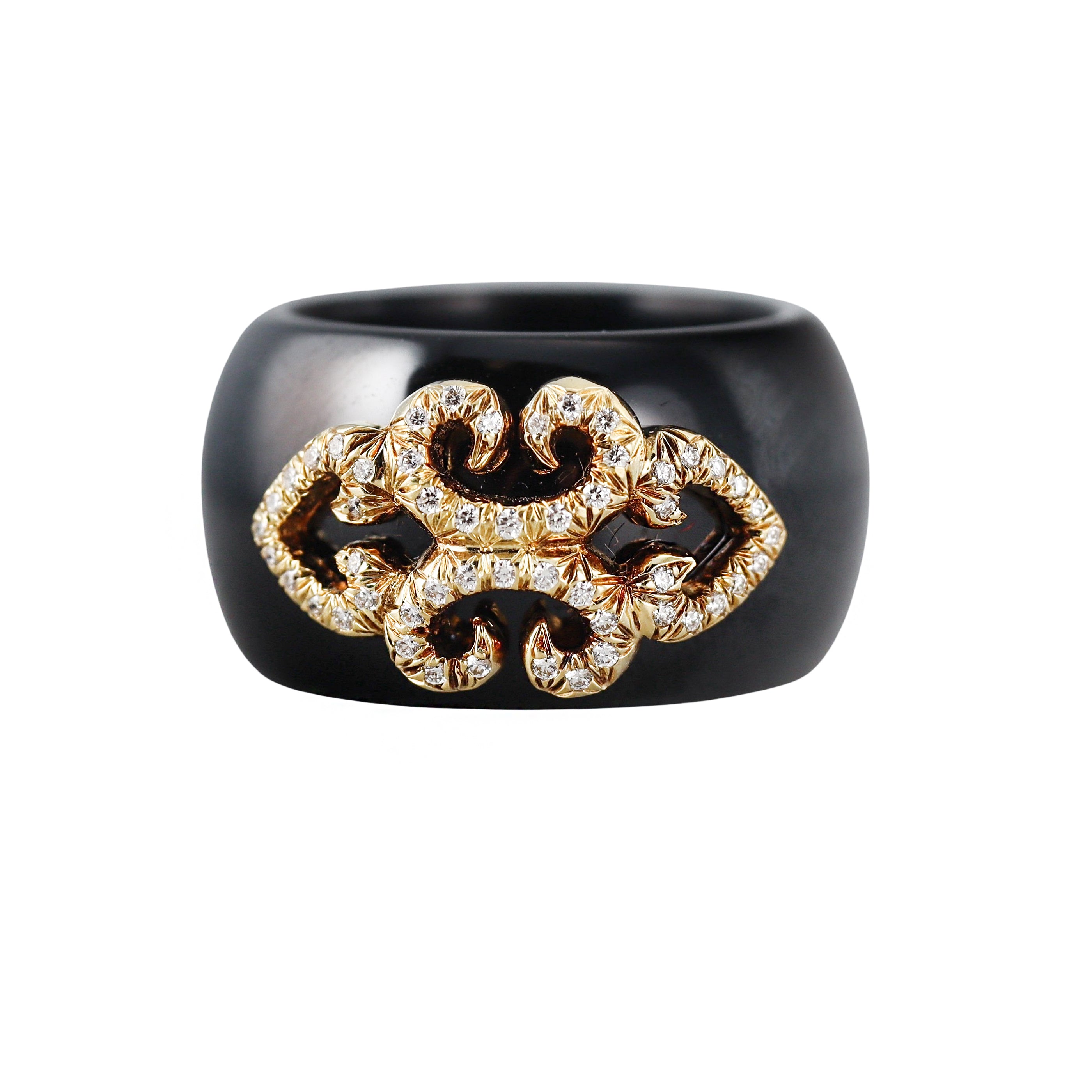 Henry Dunay Black Jade Diamond Gold Band Ring