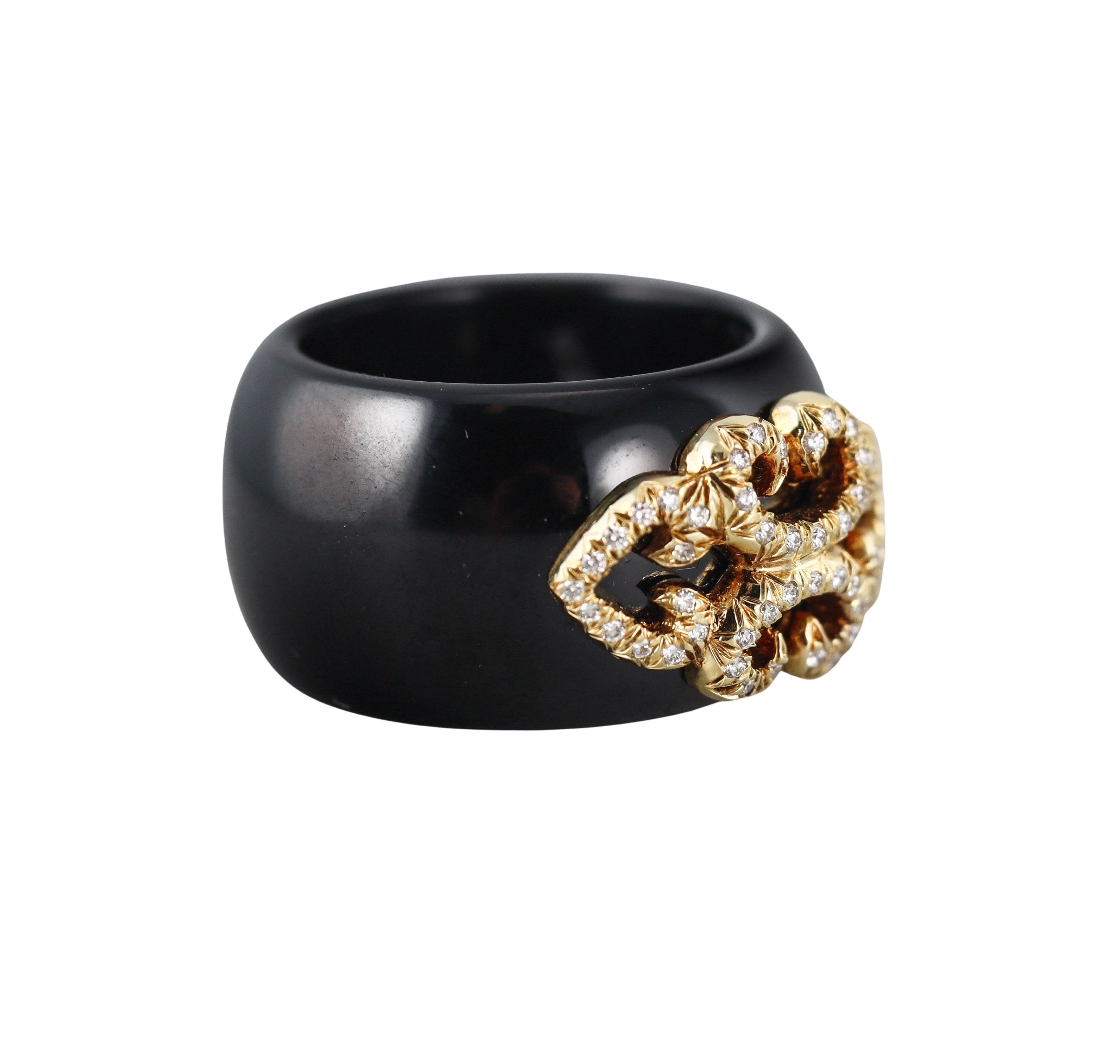 Henry Dunay Black Jade Diamond Gold Band Ring