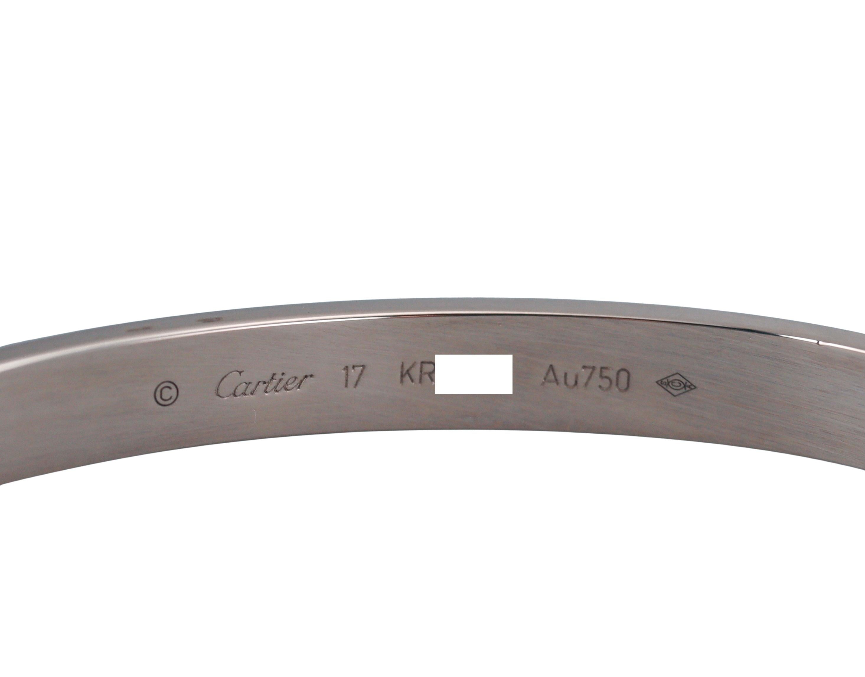 Cartier Love White Gold Bracelet Size 17
