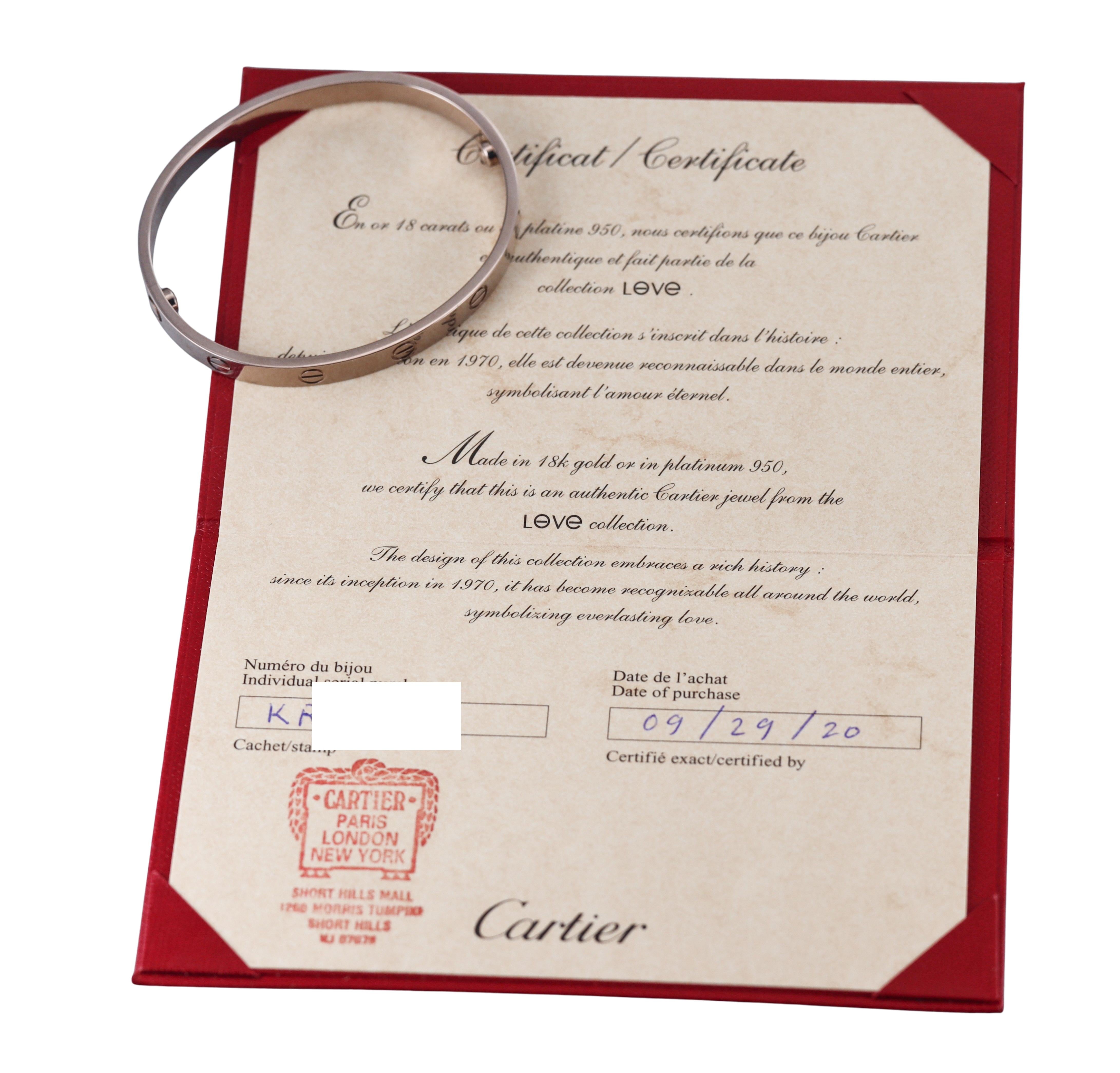 Cartier Love White Gold Bracelet Size 17