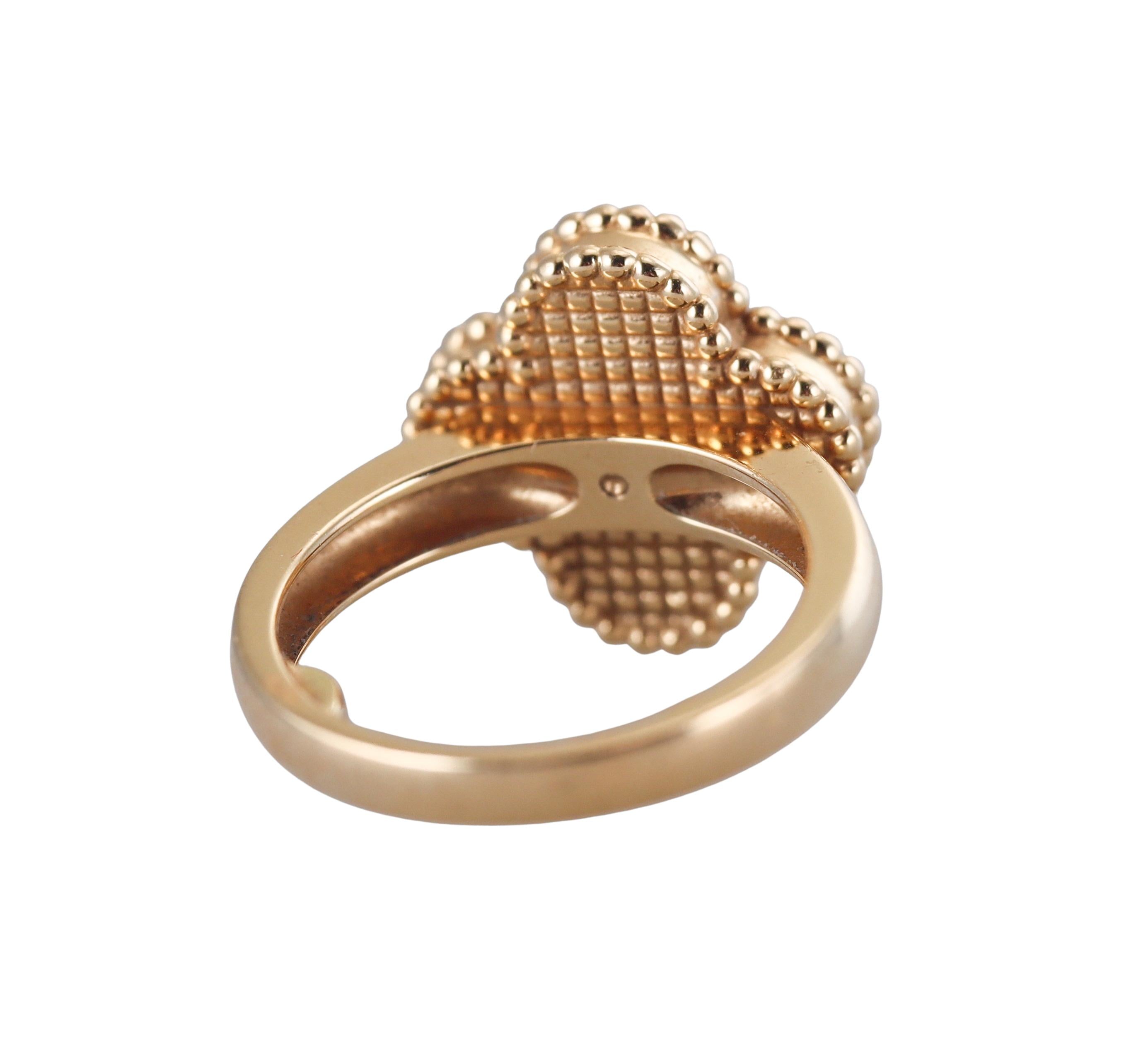 Van Cleef & Arpels Vintage Alhambra Onyx Diamond Gold Ring
