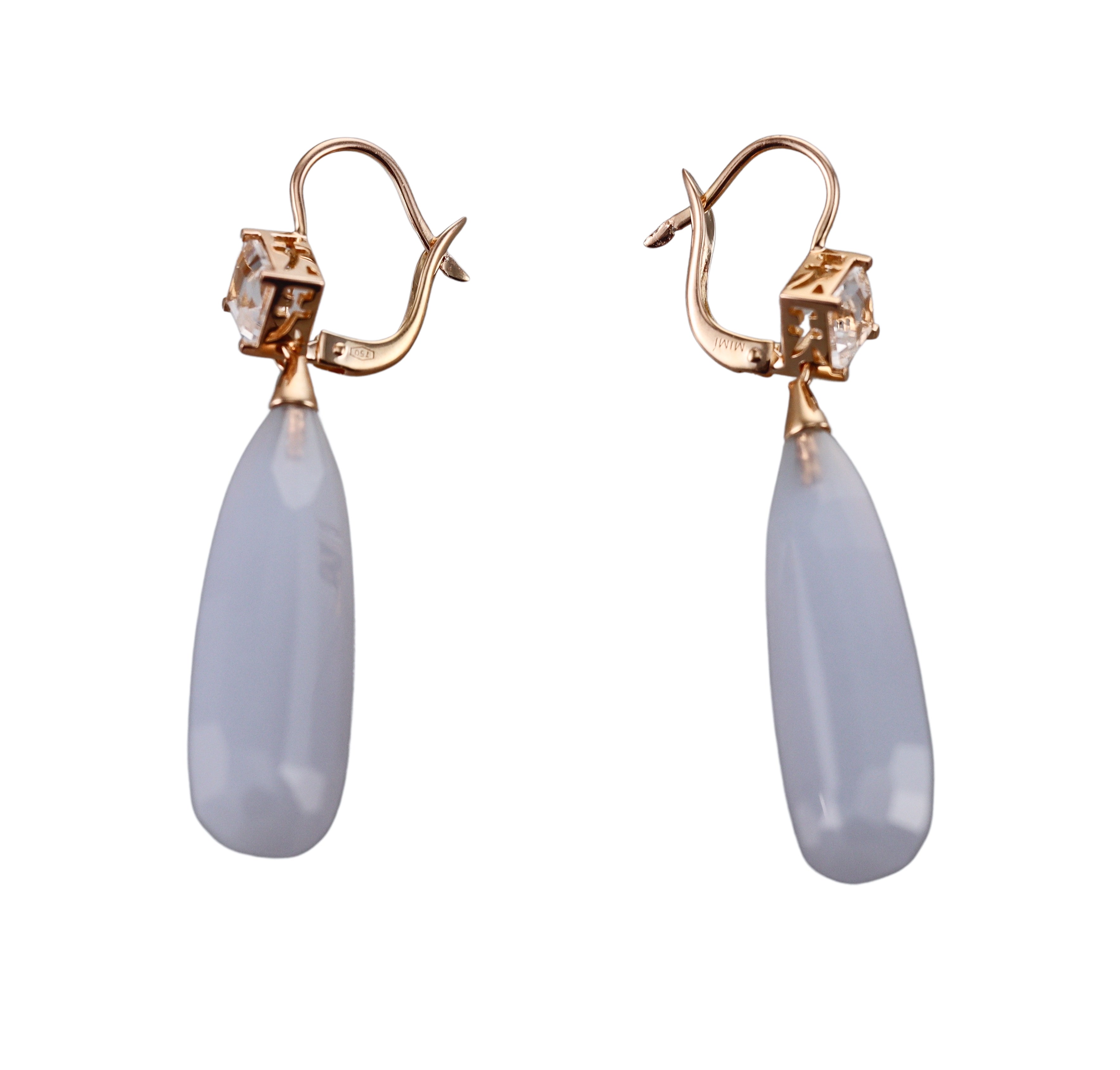 Mimi Milano Shan Teky Chalcedony Crystal Gold Earrings