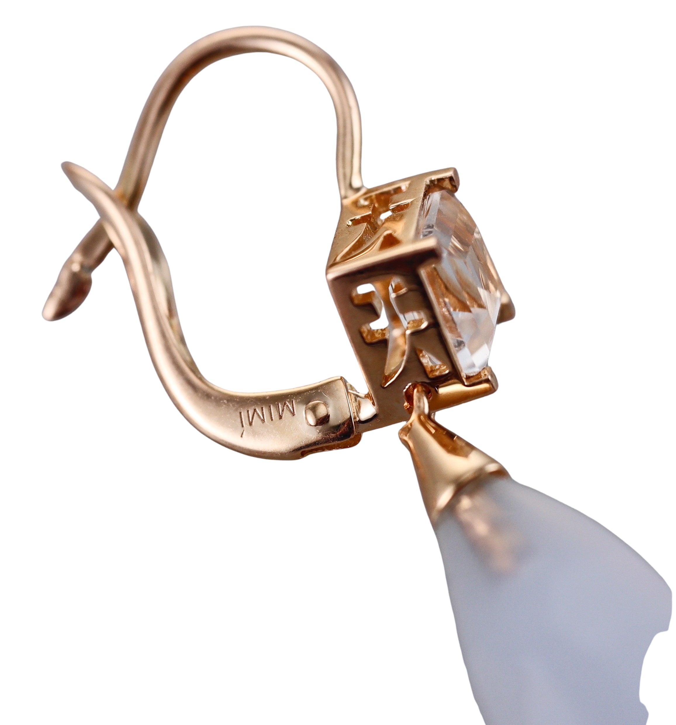Mimi Milano Shan Teky Chalcedony Crystal Gold Earrings