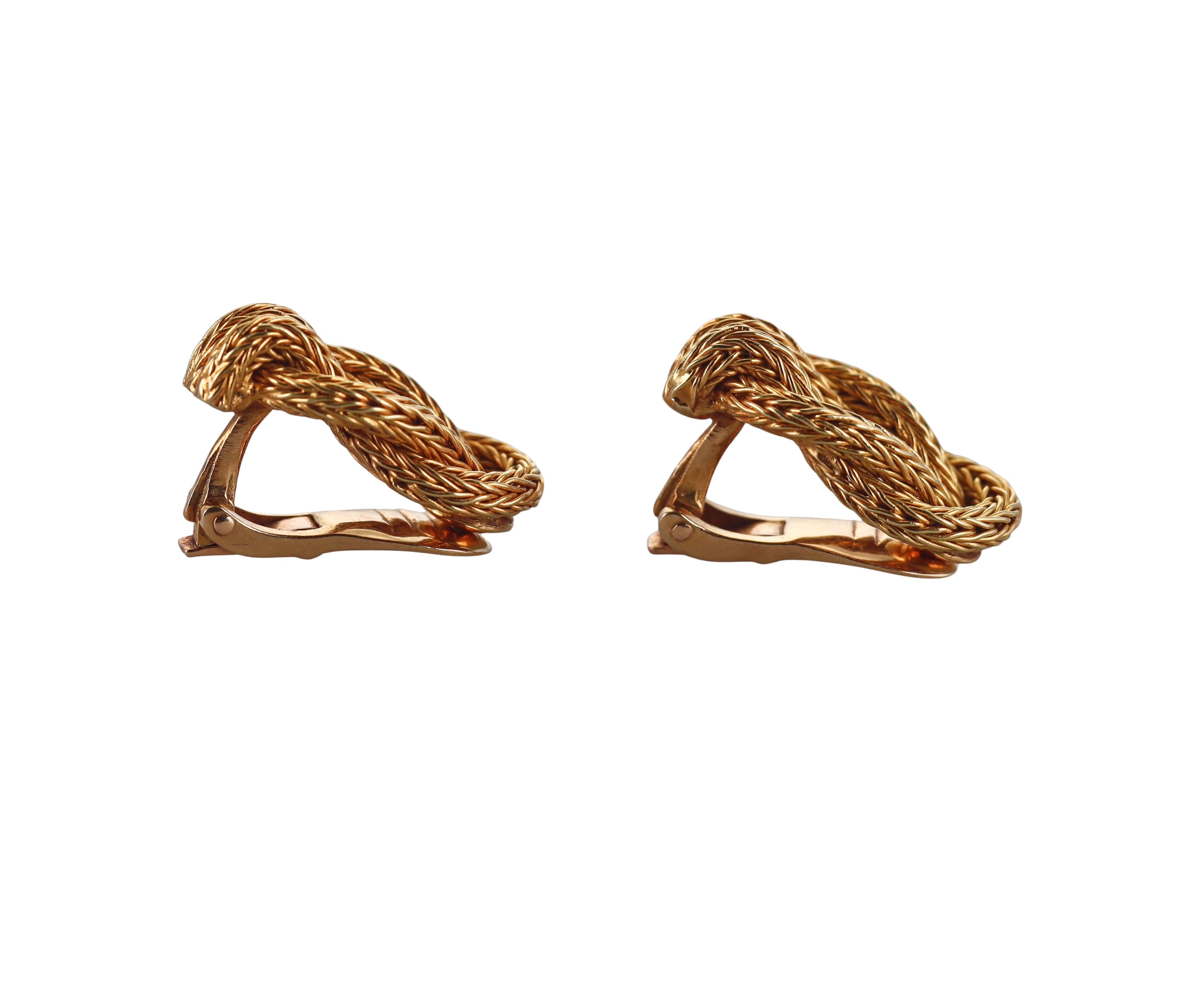 Lalaounis Greece Hercules Knot Gold Earrings