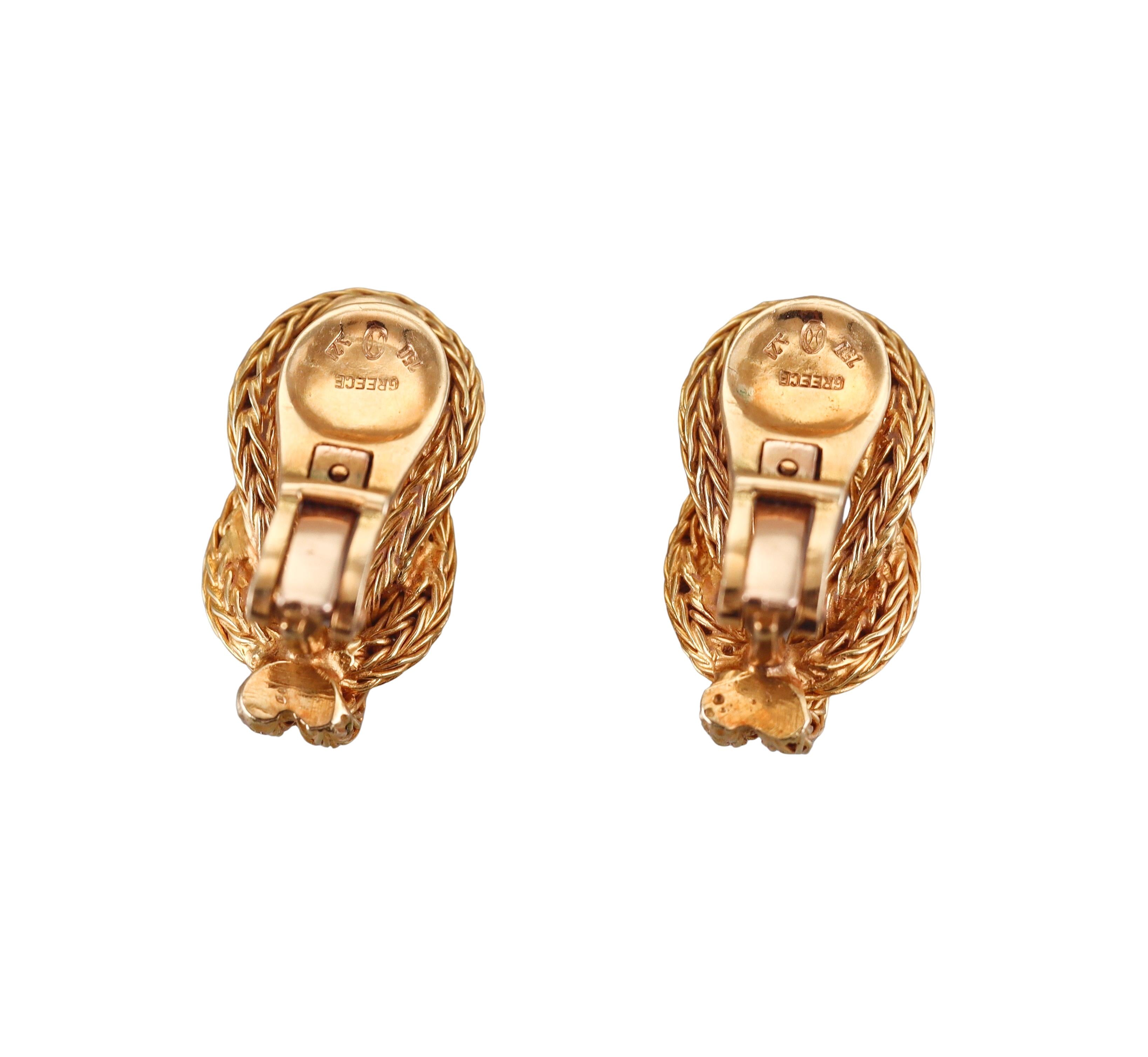Lalaounis Greece Hercules Knot Gold Earrings
