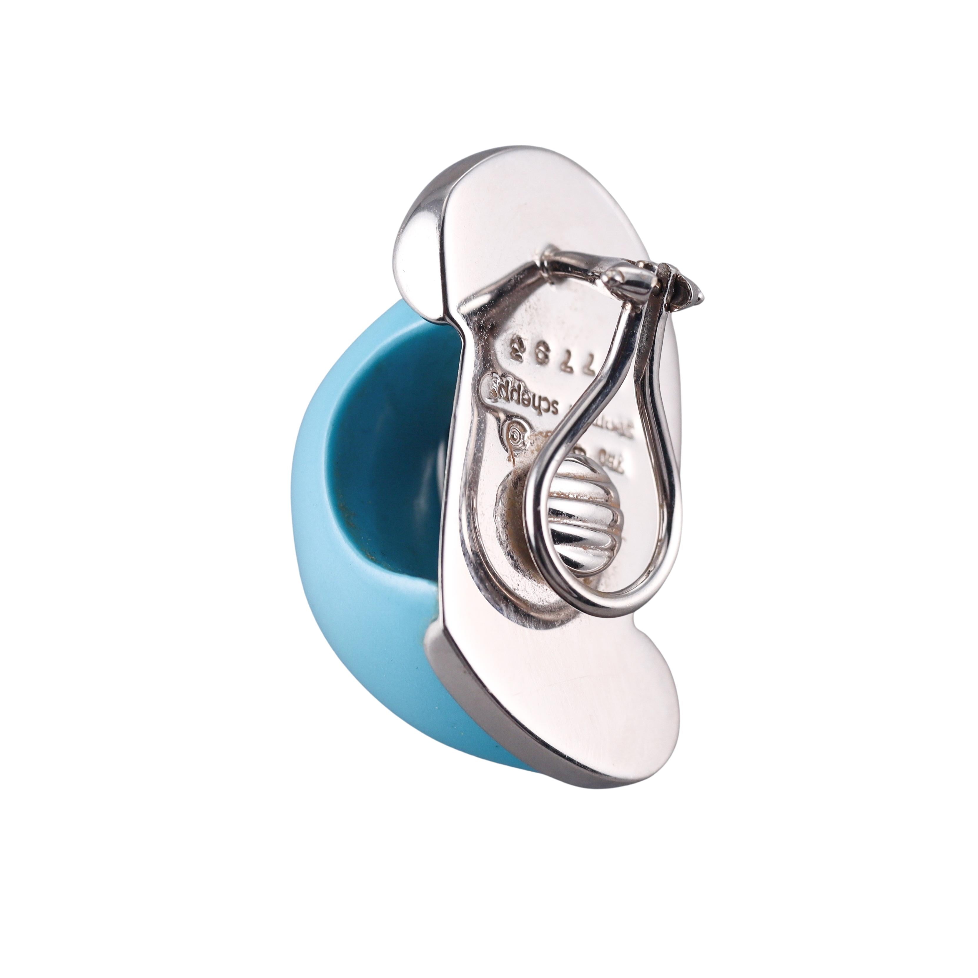 Seaman Schepps Half Link Turquoise Gold Earrings