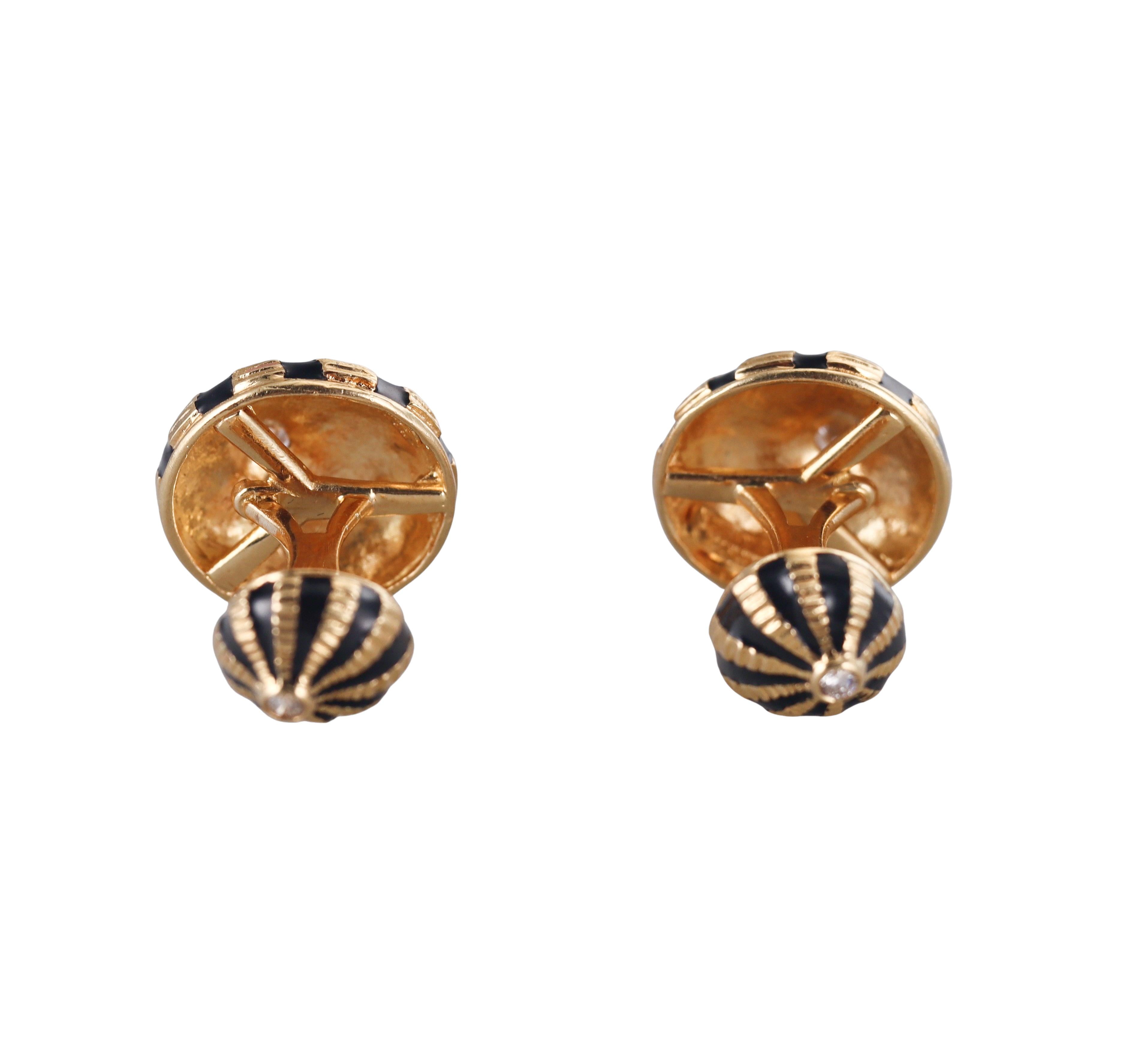 Tiffany & Co Schlumberger Taj Mahal Diamond Enamel Gold Cufflinks