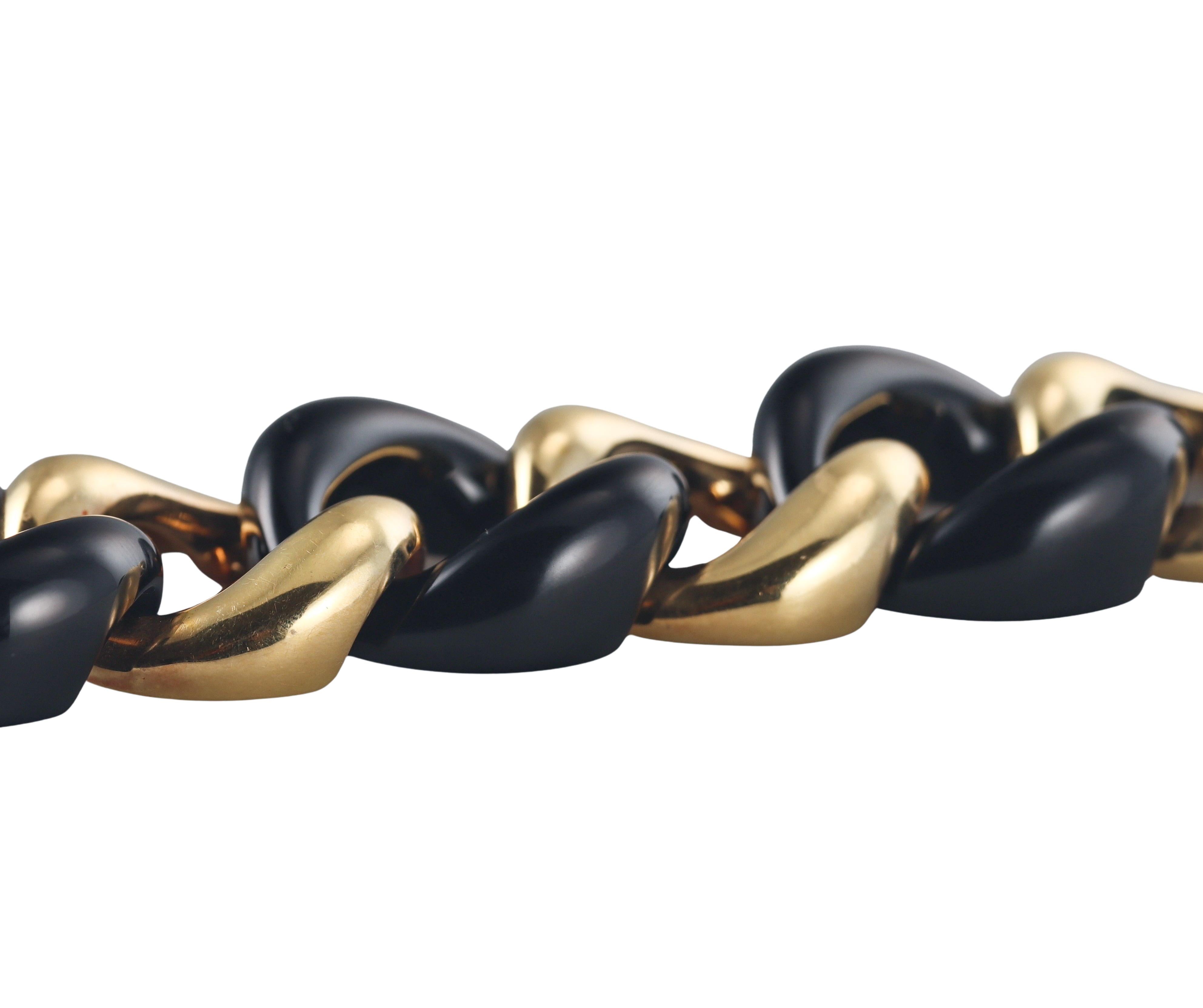 Seaman Schepps Onyx Gold Large Link Bracelet