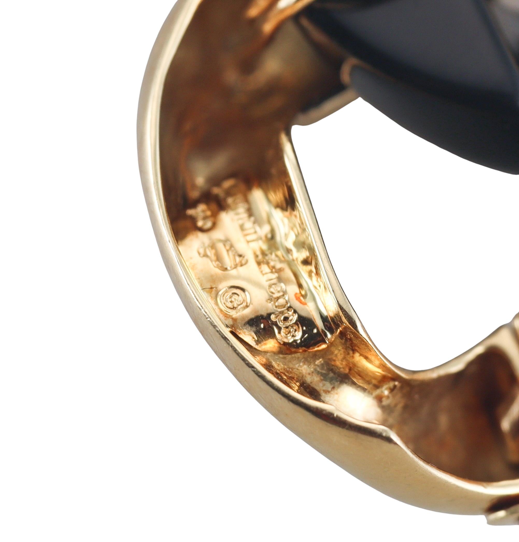 Seaman Schepps Onyx Gold Large Link Bracelet