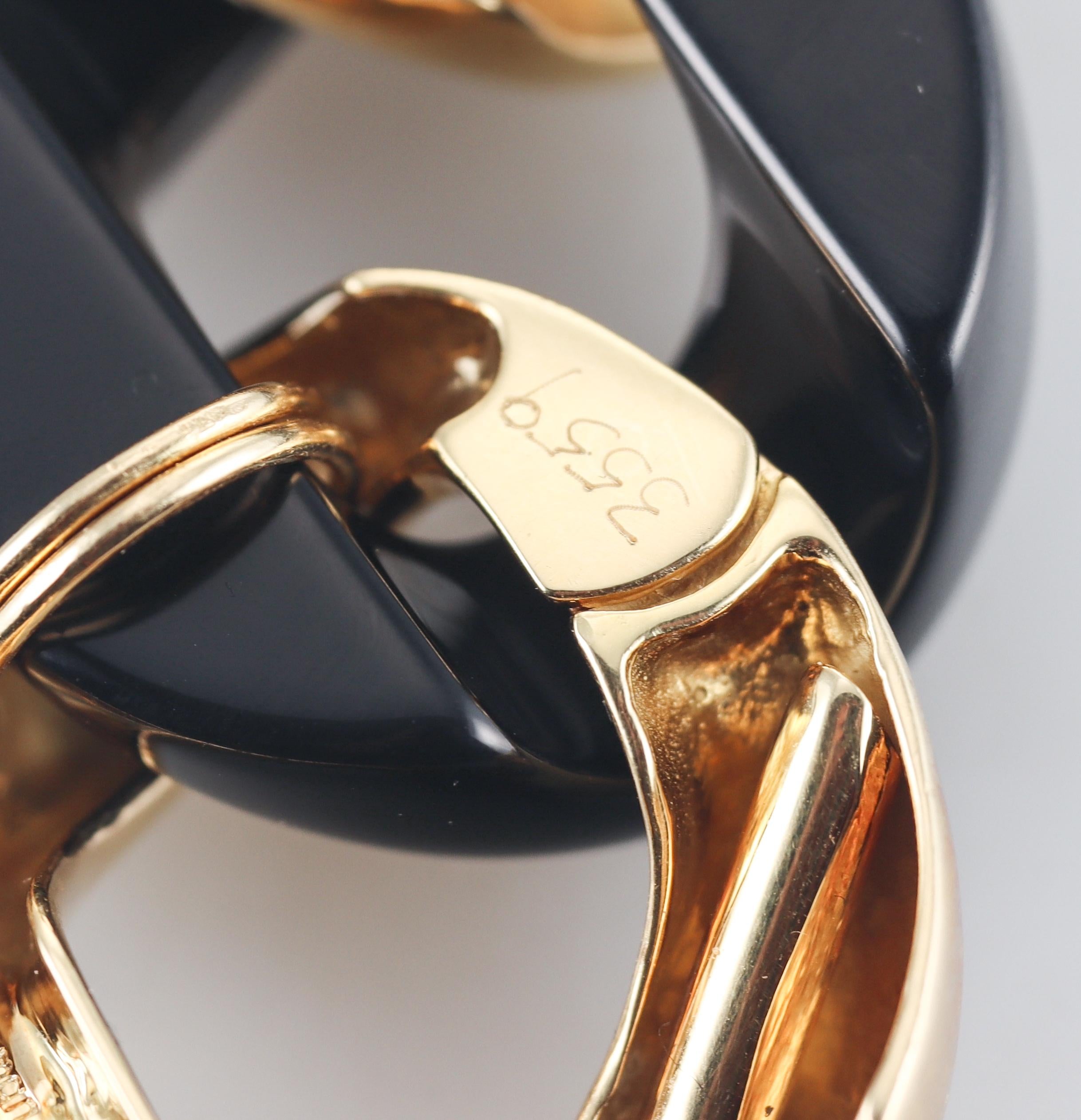 Seaman Schepps Onyx Gold Large Link Bracelet