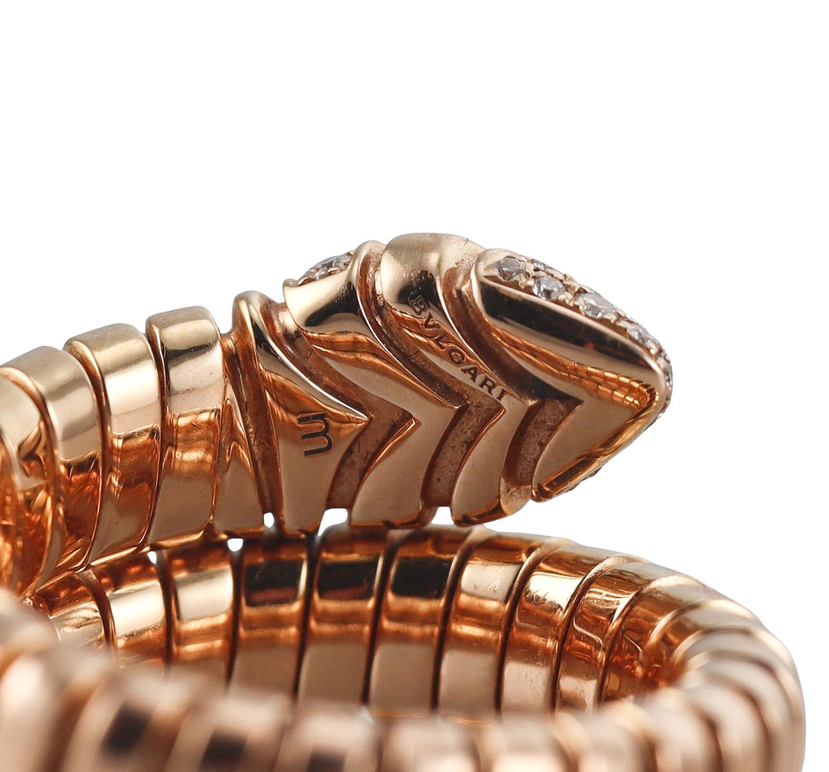 Bulgari Serpenti Tubogas Rose Gold Diamond Coil Wrap Ring